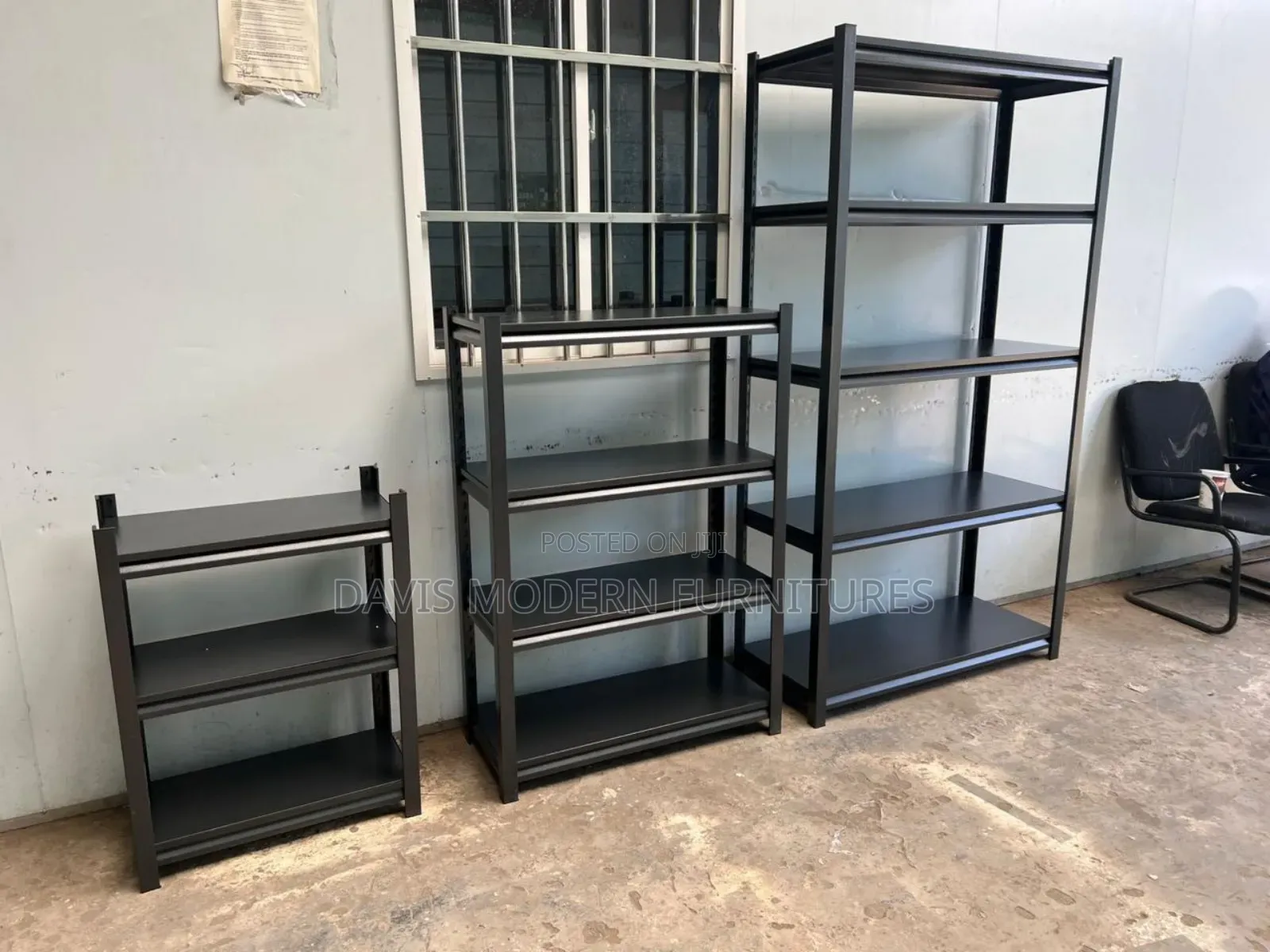 Black Three Metal Shelving Unit