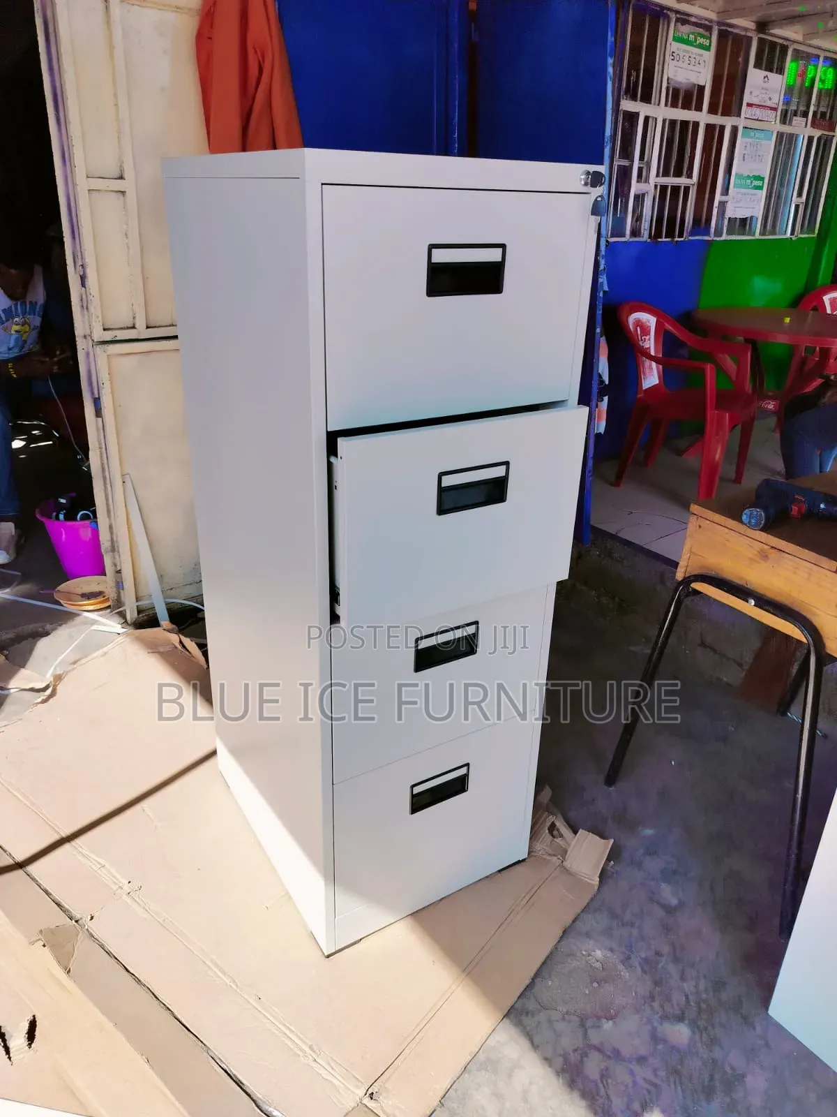 Metallic 4 Drawer Office Cabinet