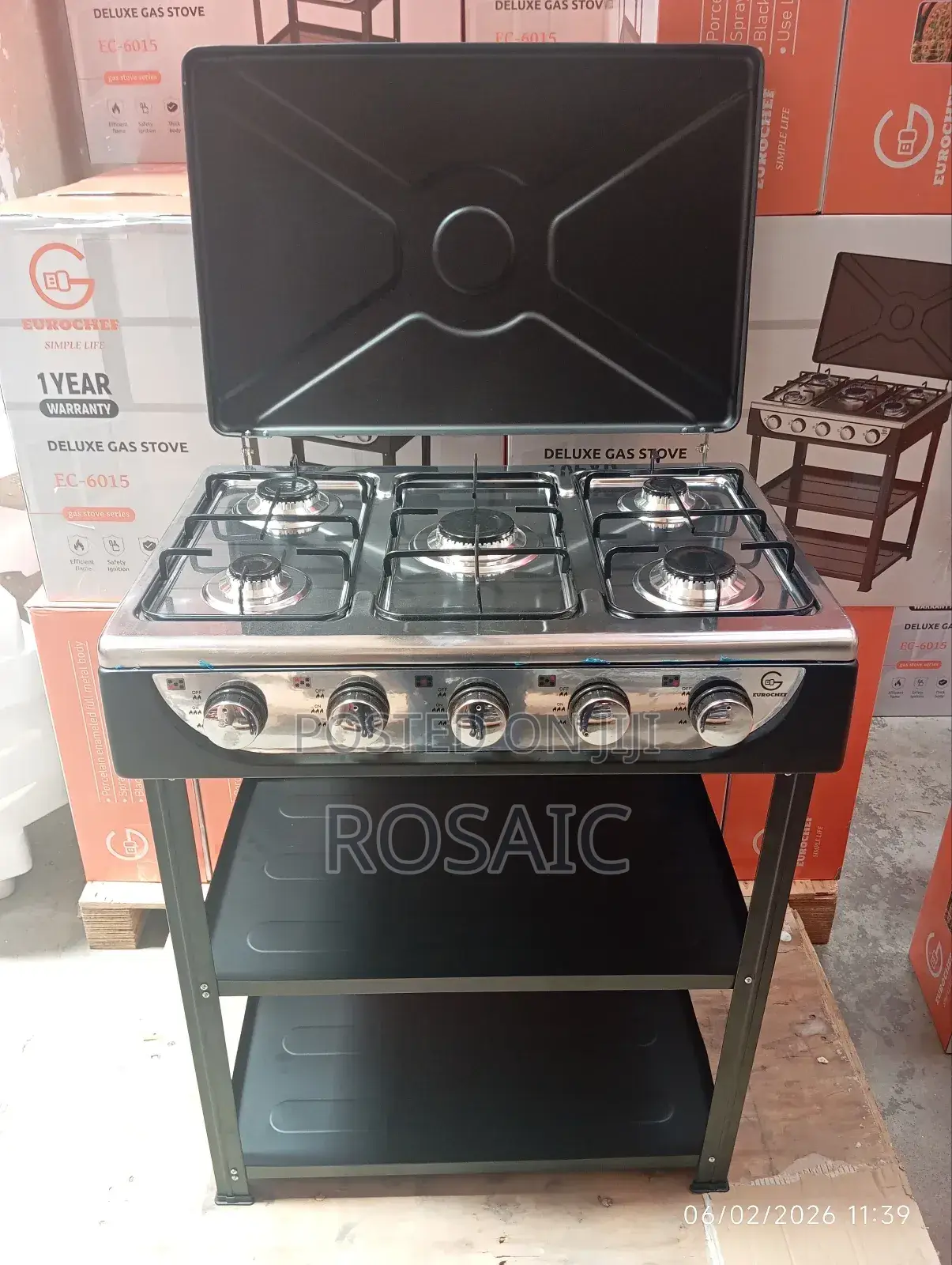 Eurochef 5 Burner Standing Cooker With Shelves