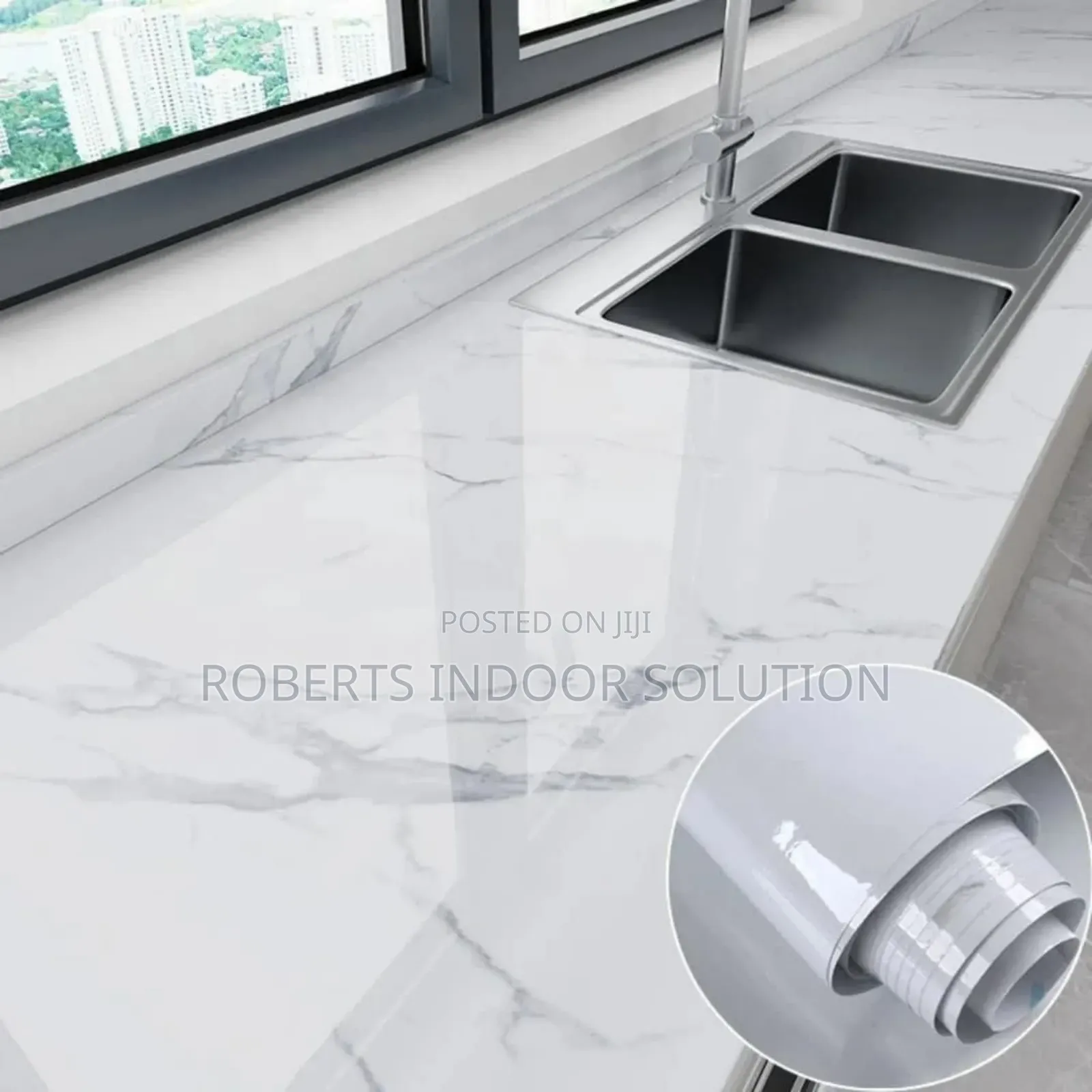 Self Adhesive White Marble Wallpaper