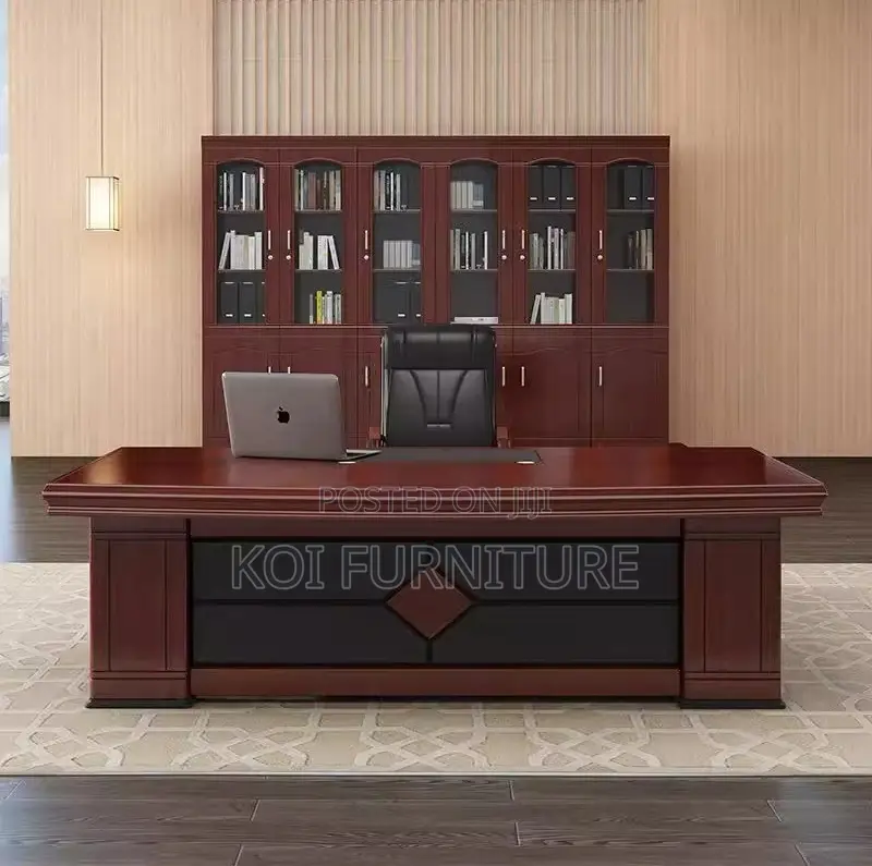 Office Desk : 2m Traditional Brown Wood Executive Desk
