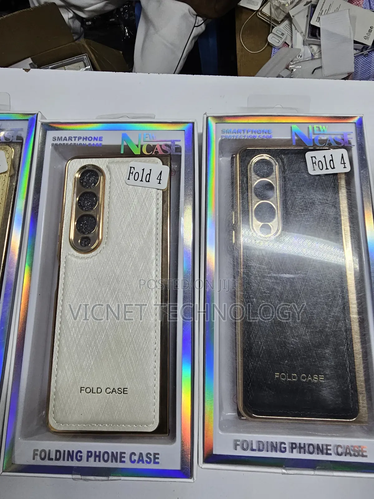 Leather Samsung Fold 4 Case With Front Protector