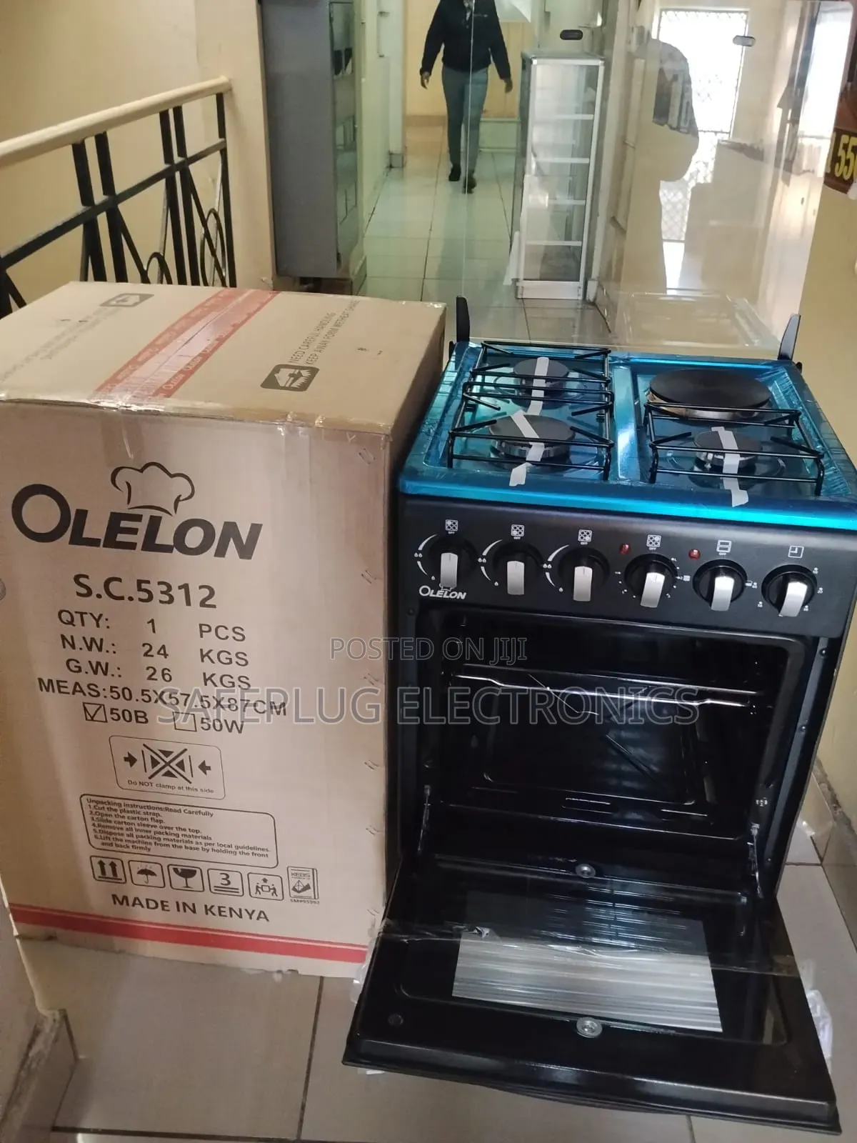 Standing Cooker -3 Gas Burners + 1 Electric Plate