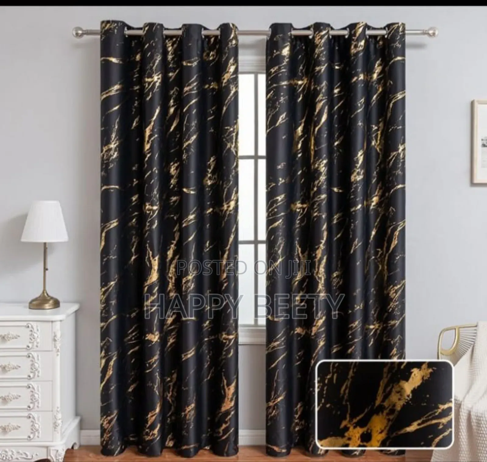 *Marble Gold Ready-Made Curtains
