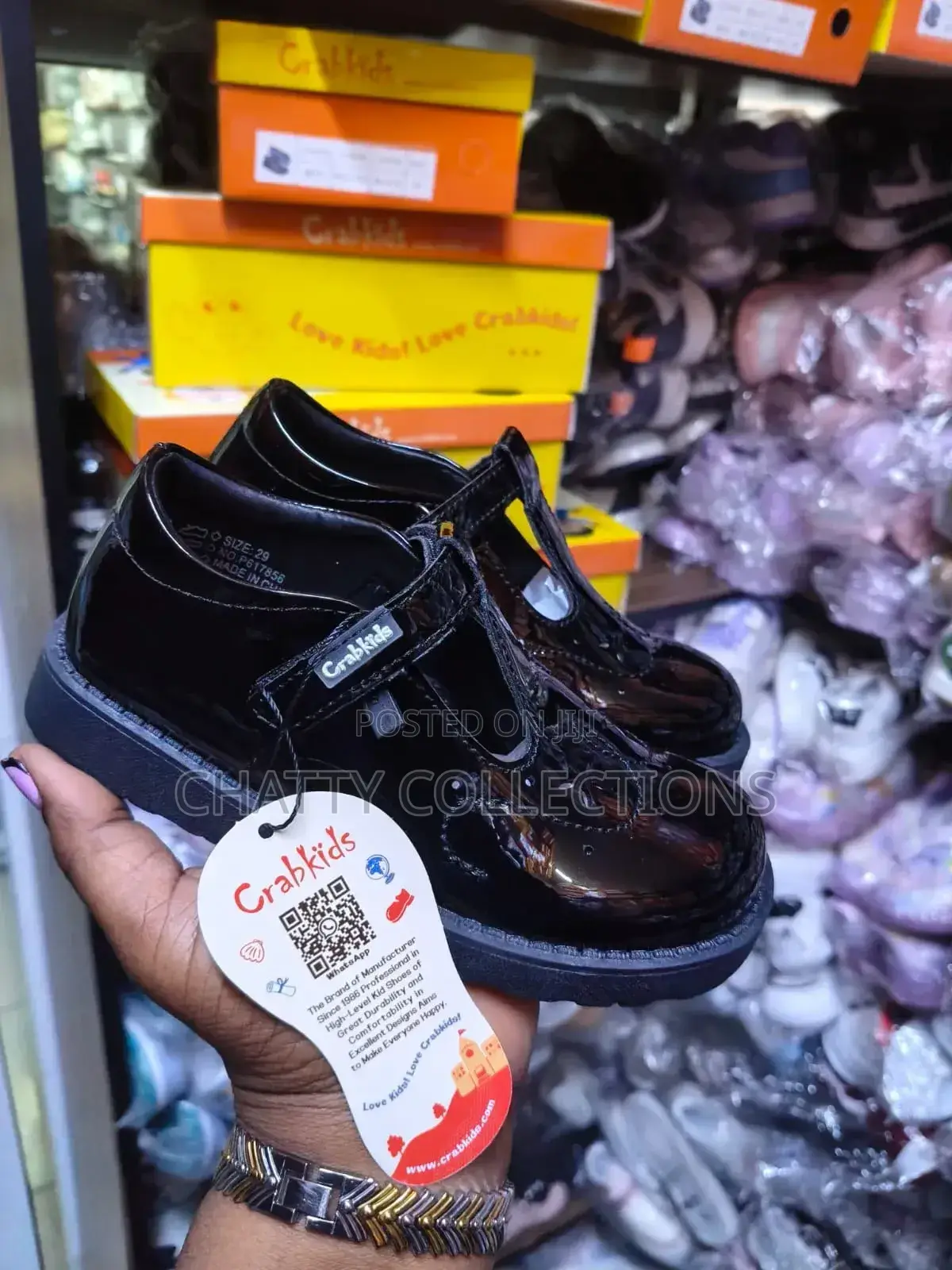 Girls Black Crab Kids Girls School Shoes Size 25 to 36