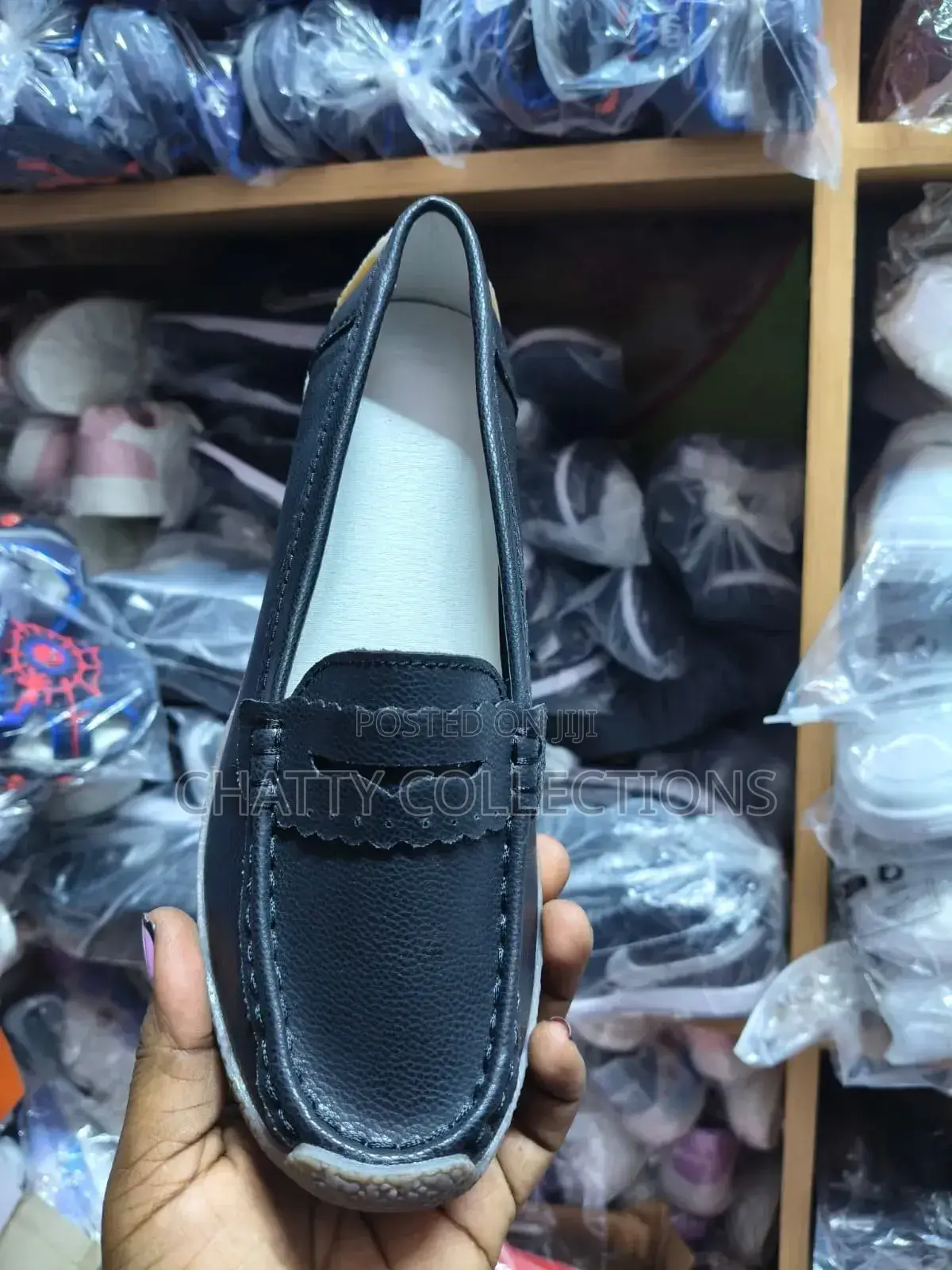 Black Ladies Leather Loafer Shoes Size 37 to 43
