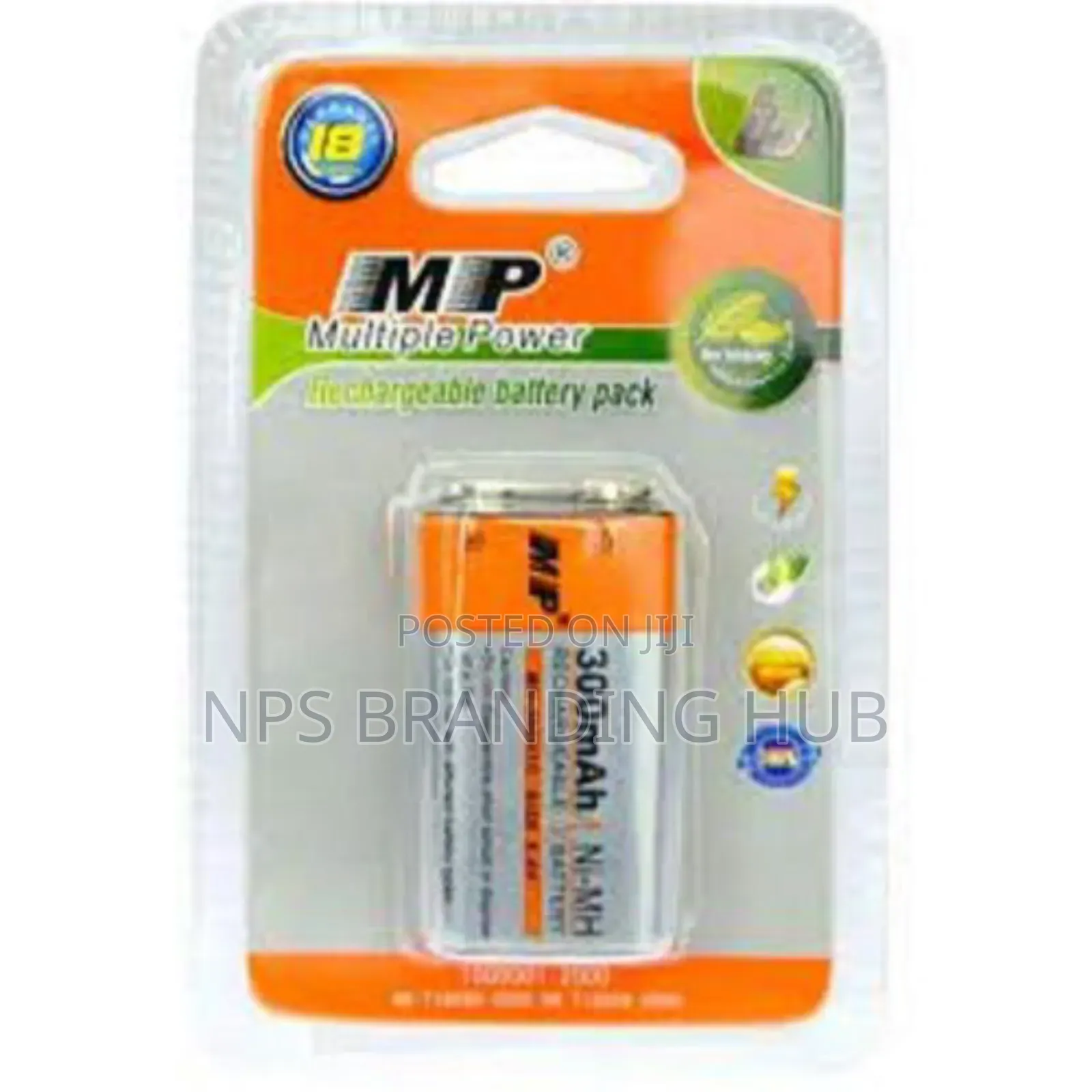 Multiple Power (Mp) Brand 9v Rechargeable Battery
