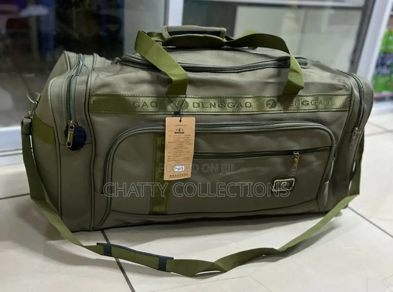 Unisex Jungle Green Canvas Material Large Multi Pockets Travel Bags
