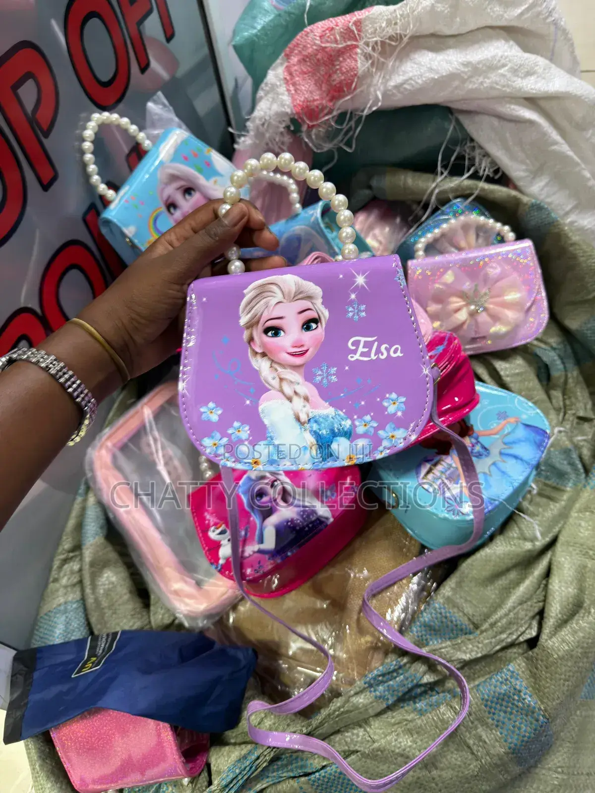 Purple Cartoon Themed Girls Mini Sling Bags
