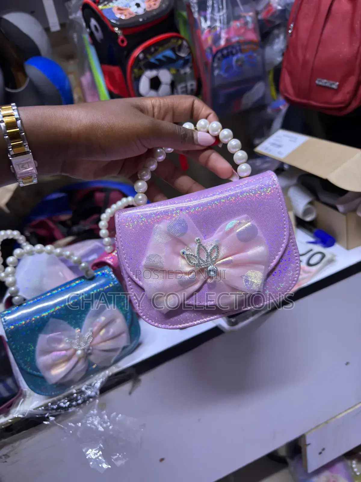 Purple Cartoon Themed Girls Mini Sling Bags