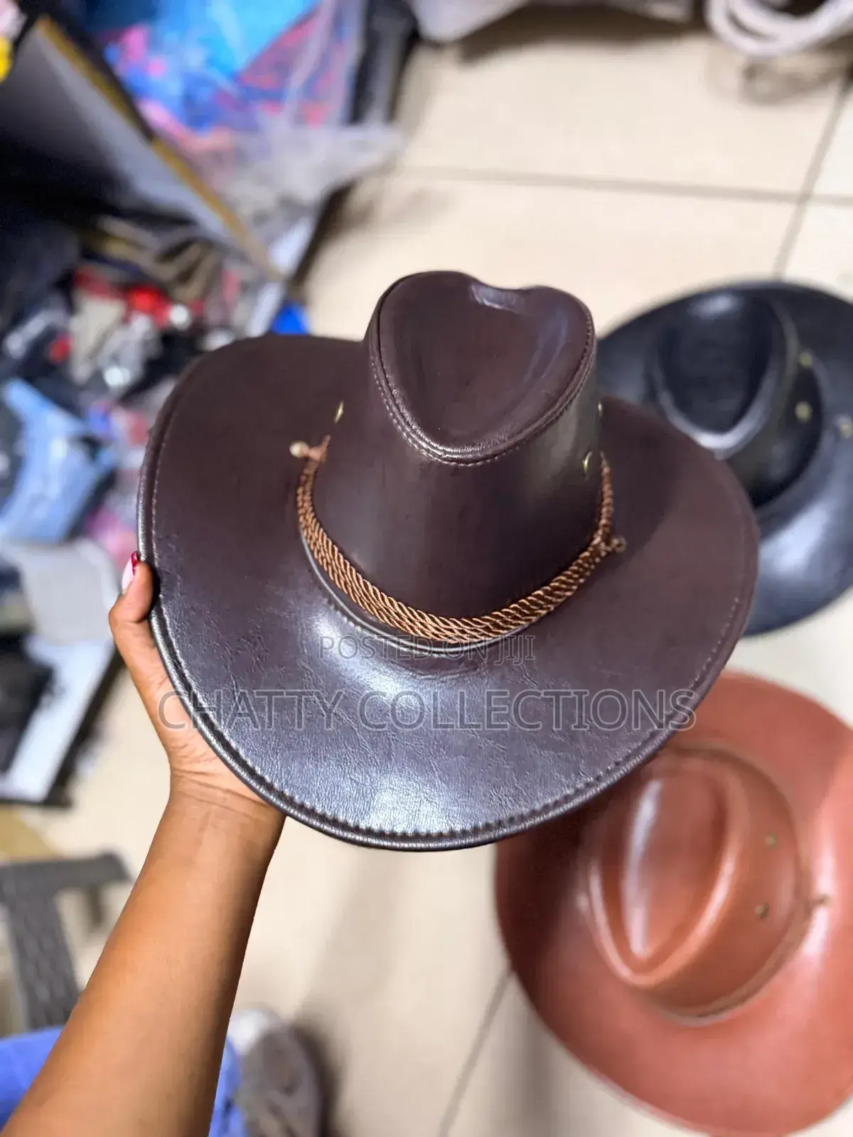 Dark Brown Leather Unisex Cowboy Cowgirl Adult Hats