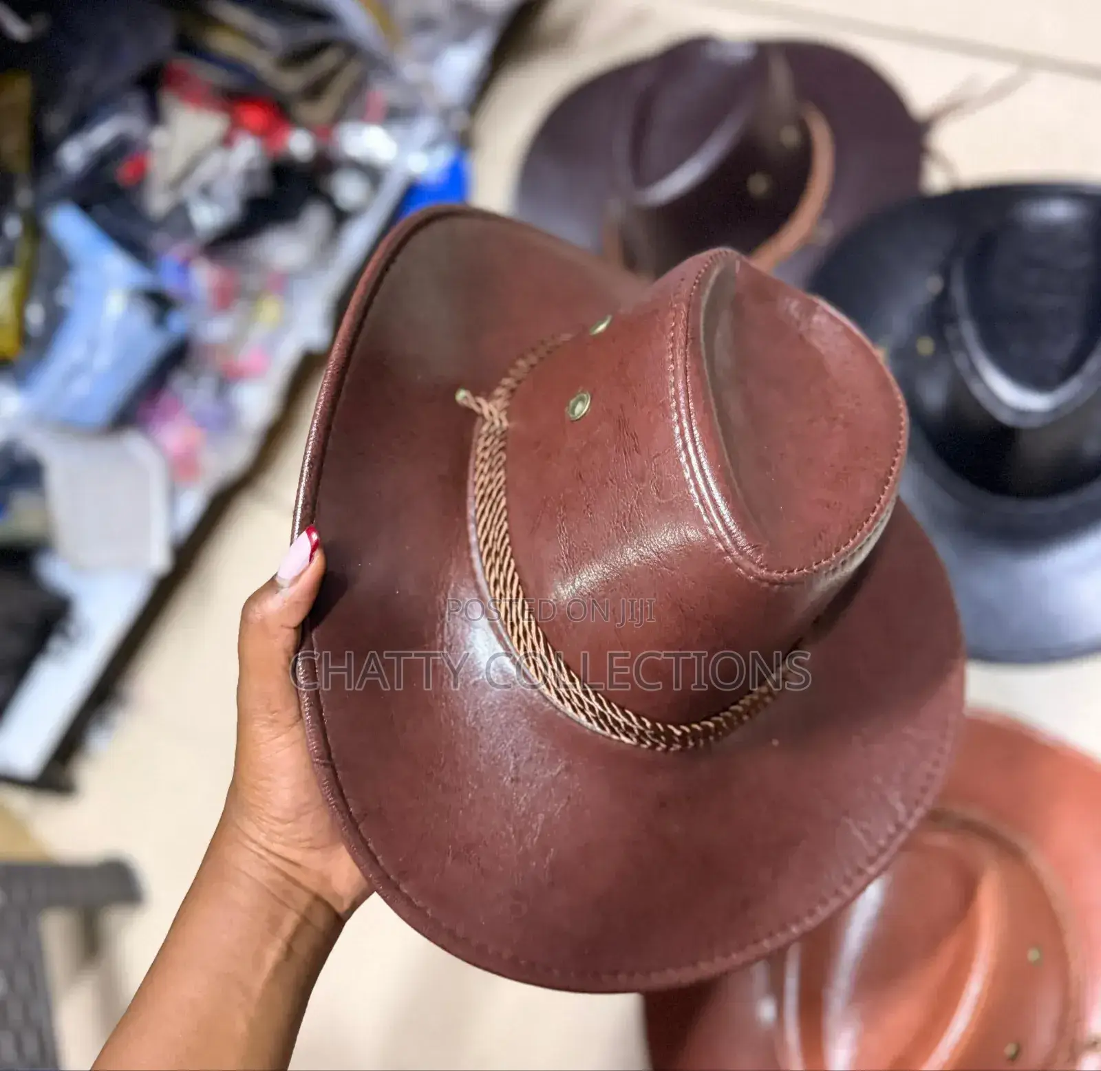 Brown Leather Unisex Cowboy Cowgirl Adult Hats