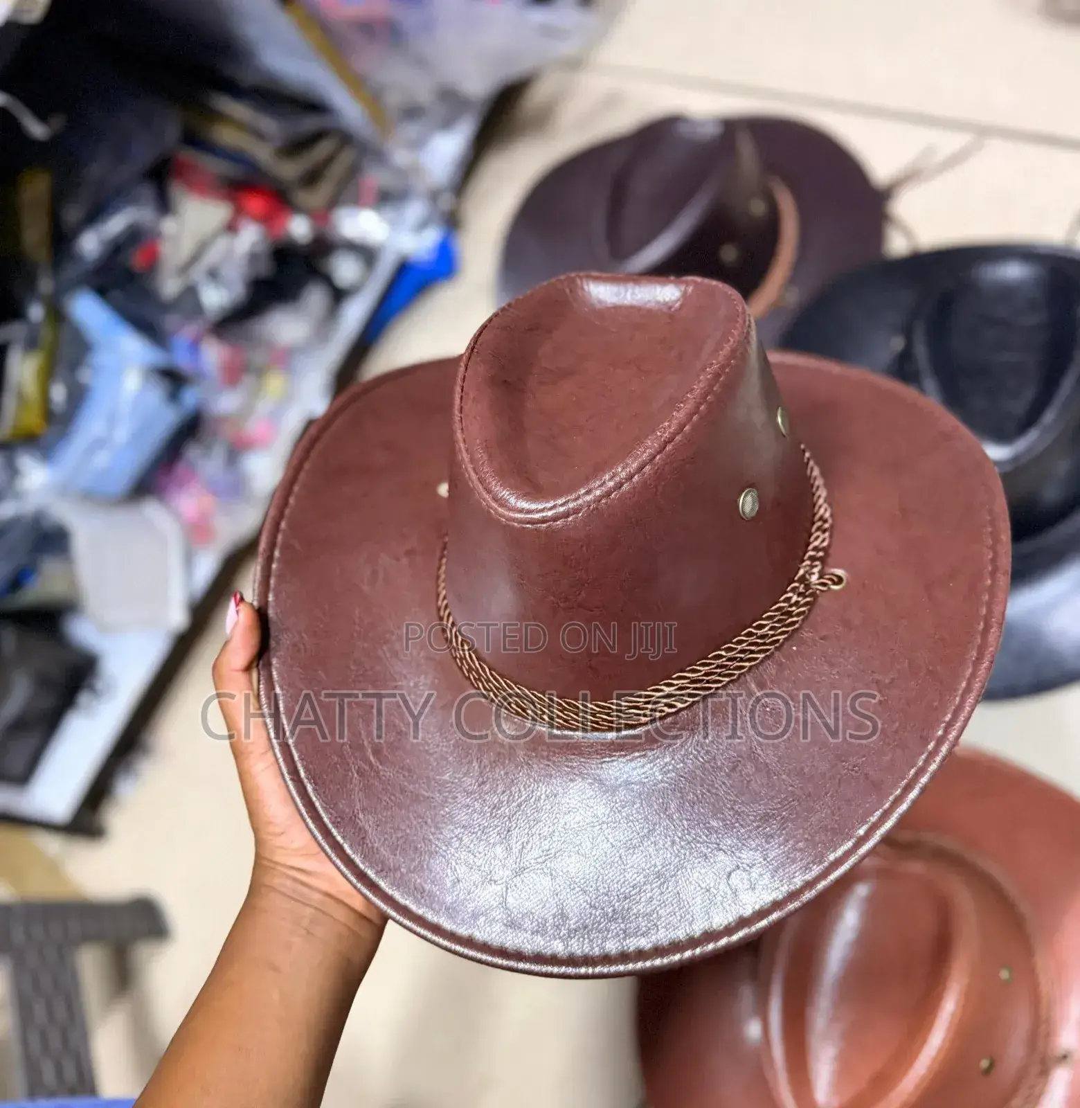 Brown Leather Unisex Cowboy Cowgirl Adult Hats