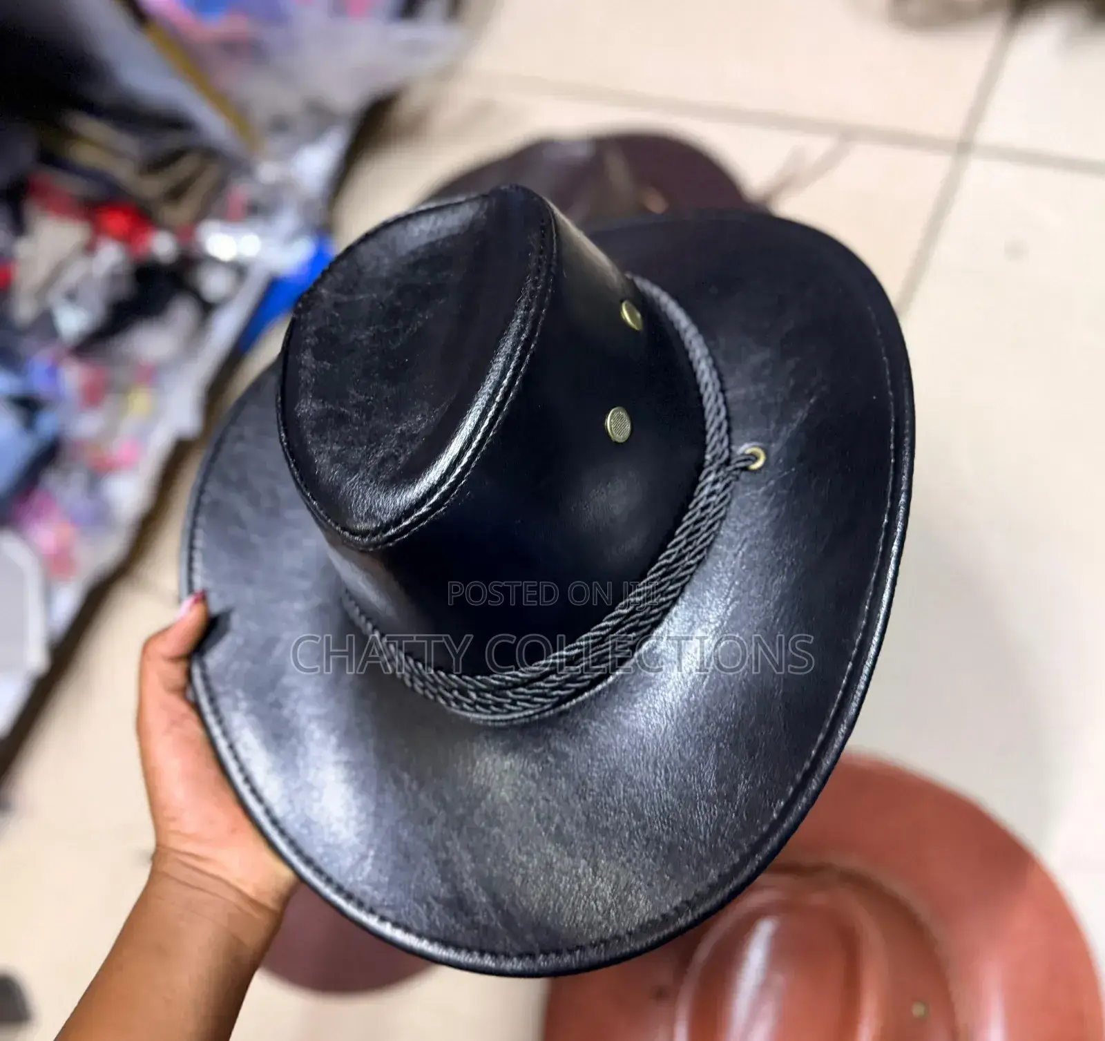Black Leather Unisex Cowboy Cowgirl Adult Hats