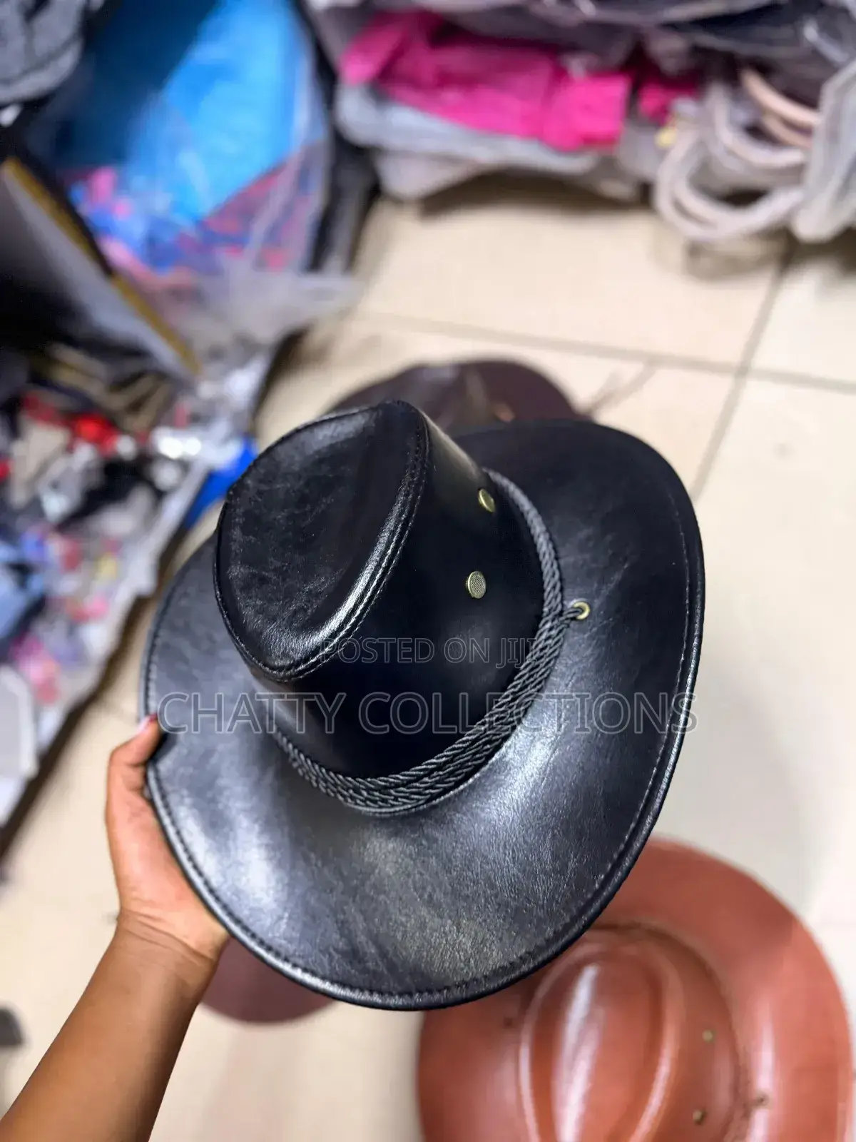 Black Leather Unisex Cowboy Cowgirl Adult Hats