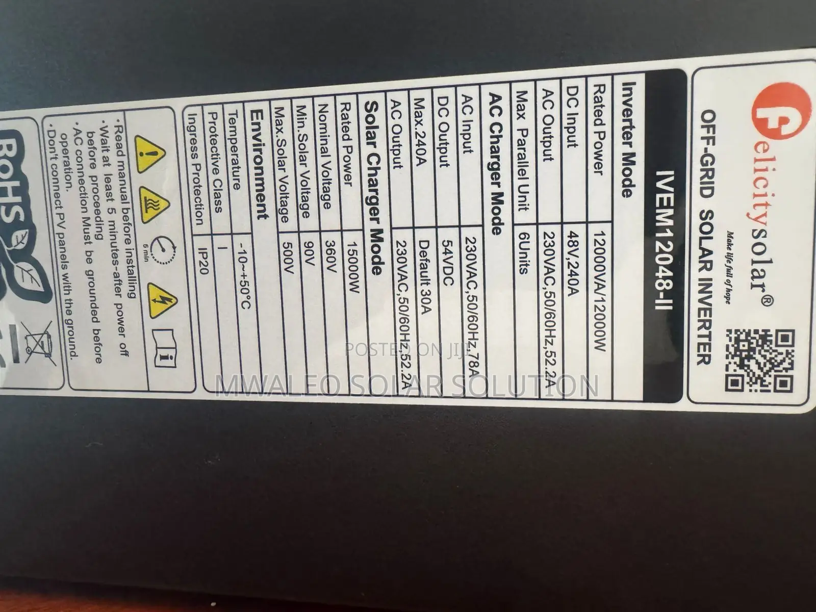 12kva Felicity Lithium Battery