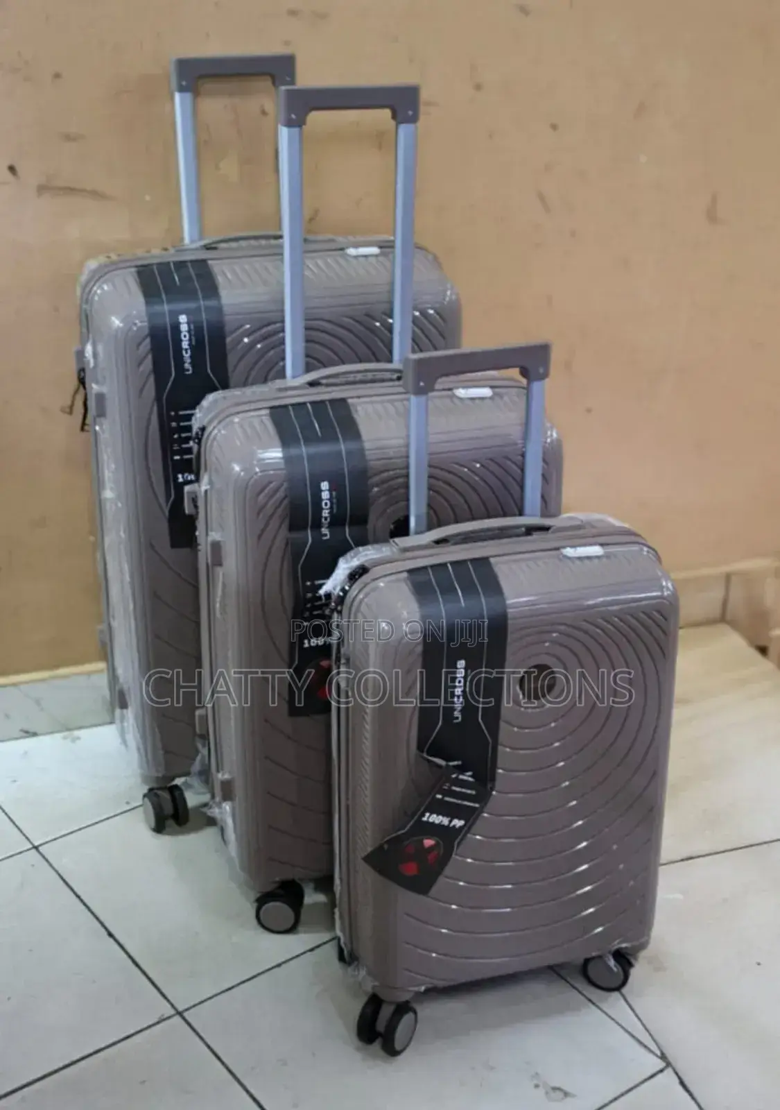 Beige 3 in 1 Unbreakable Rubber Pp Suitcases Size 3