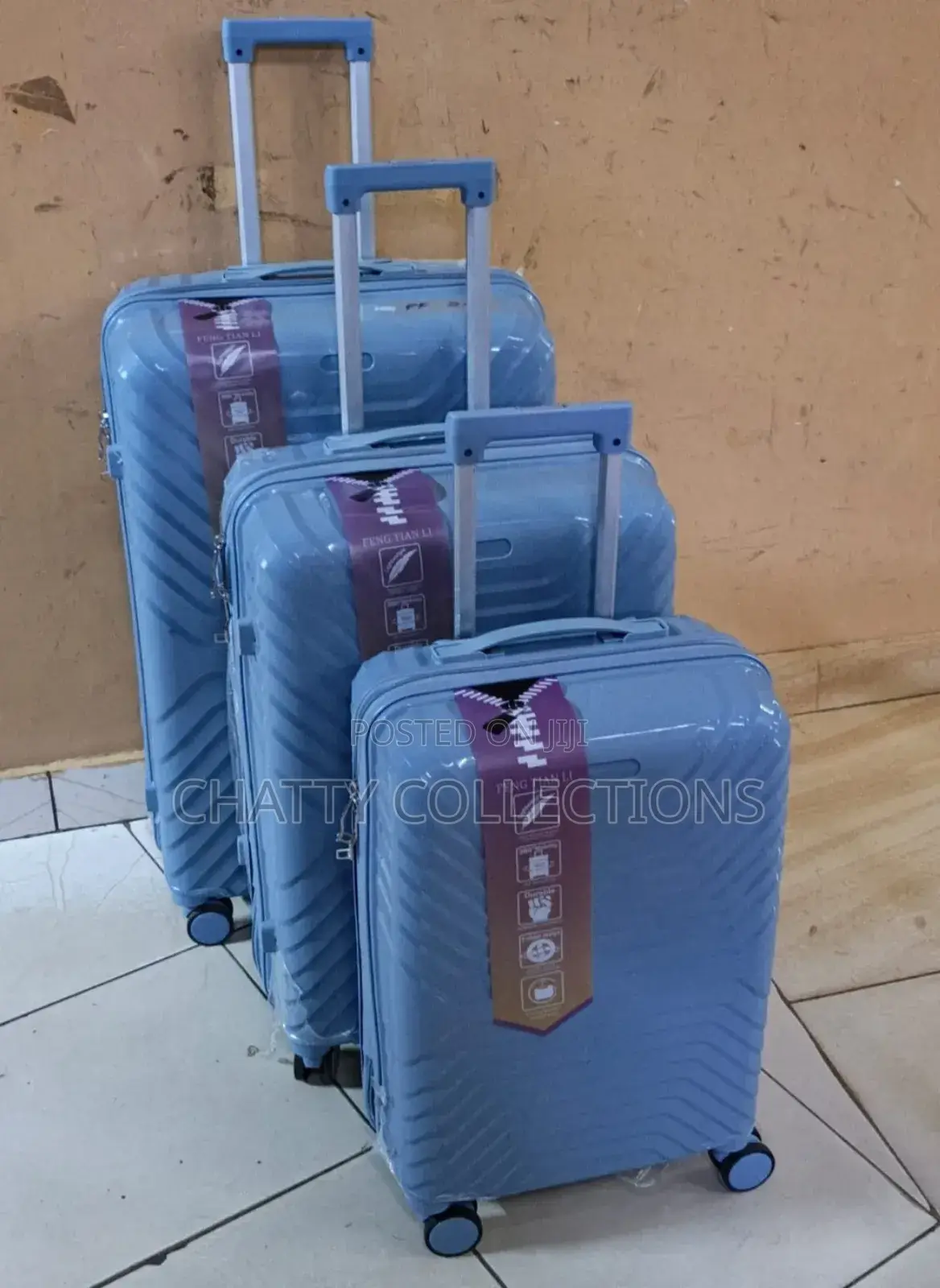 Blue 3 in 1 Unbreakable Rubber Pp Suitcases Size 2