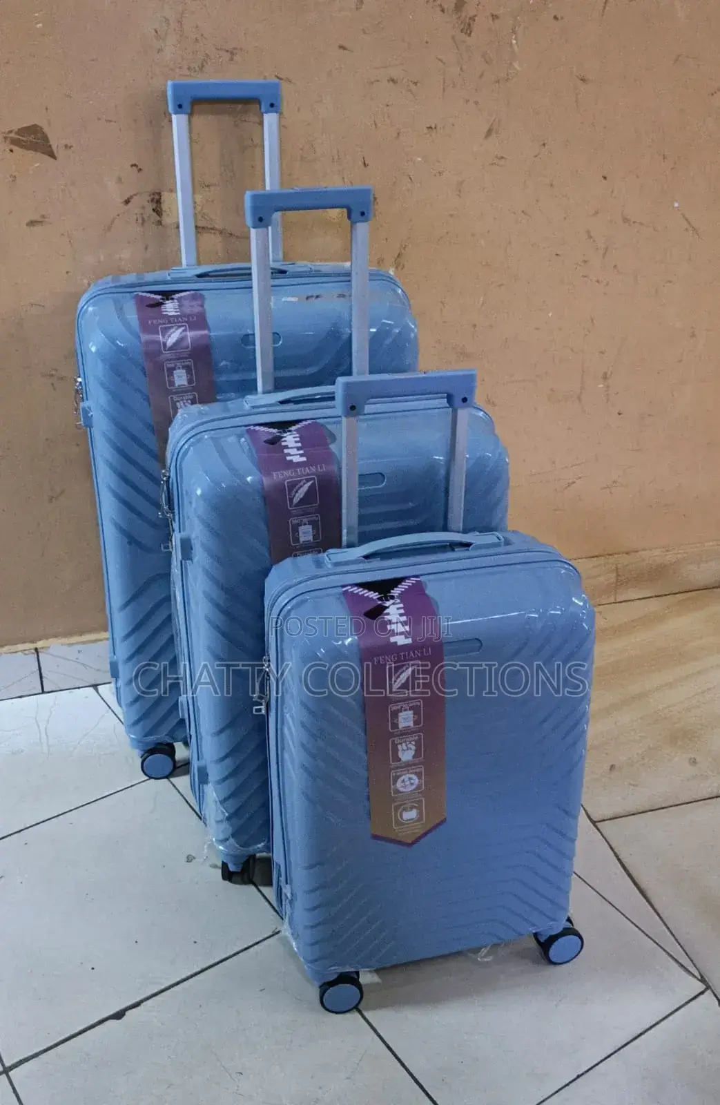 Blue 3 in 1 Unbreakable Rubber Pp Suitcases Size 2