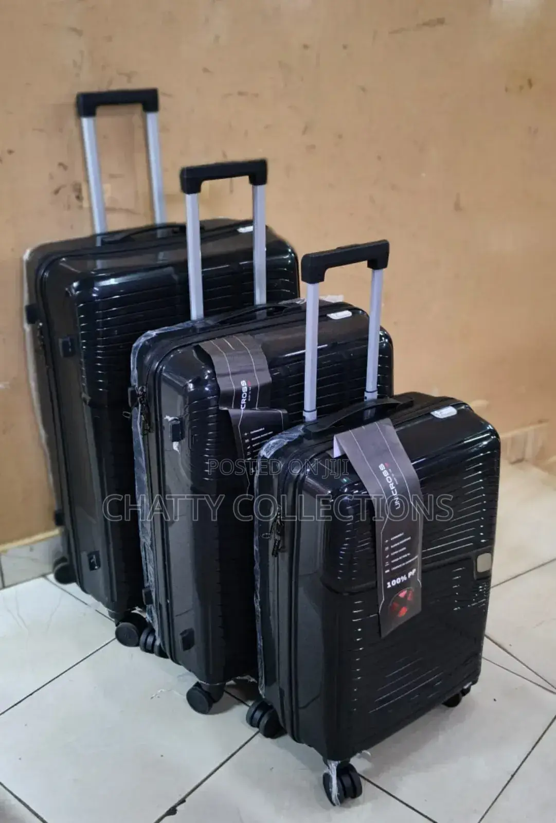 Black 3 in 1 Unbreakable Rubber Pp Suitcases Size 1