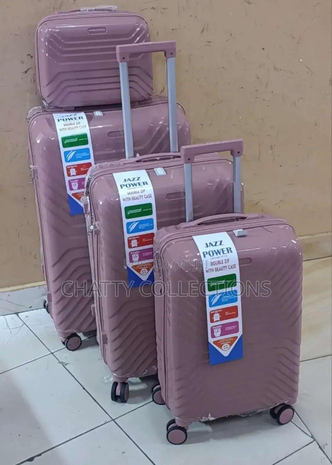 Pink 4 in 1 Unbreakable Rubber Suitcase Size 2