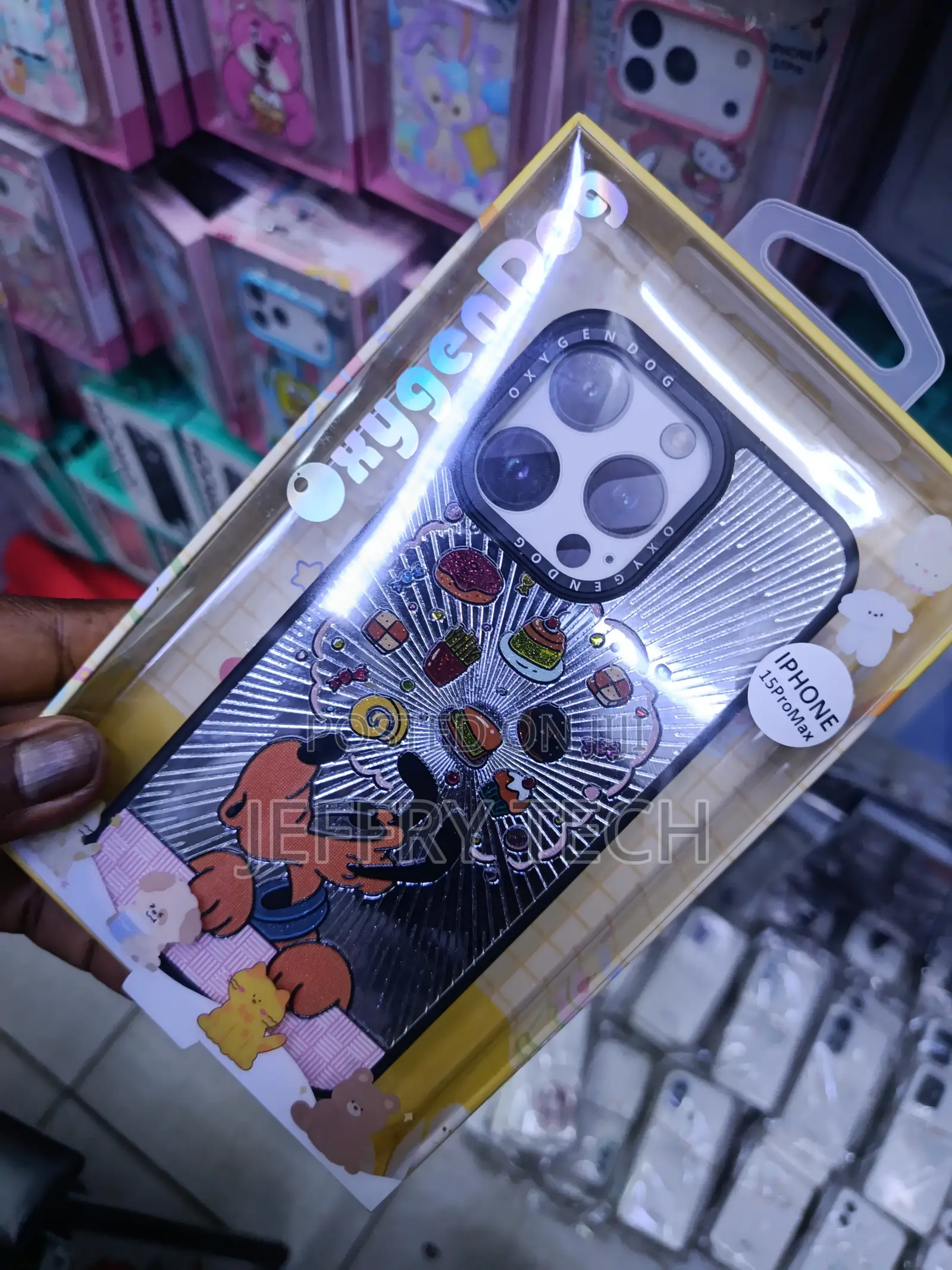 Pluto Cartoon Food Art Rugged Case for iPhone 15 Pro Max– Black