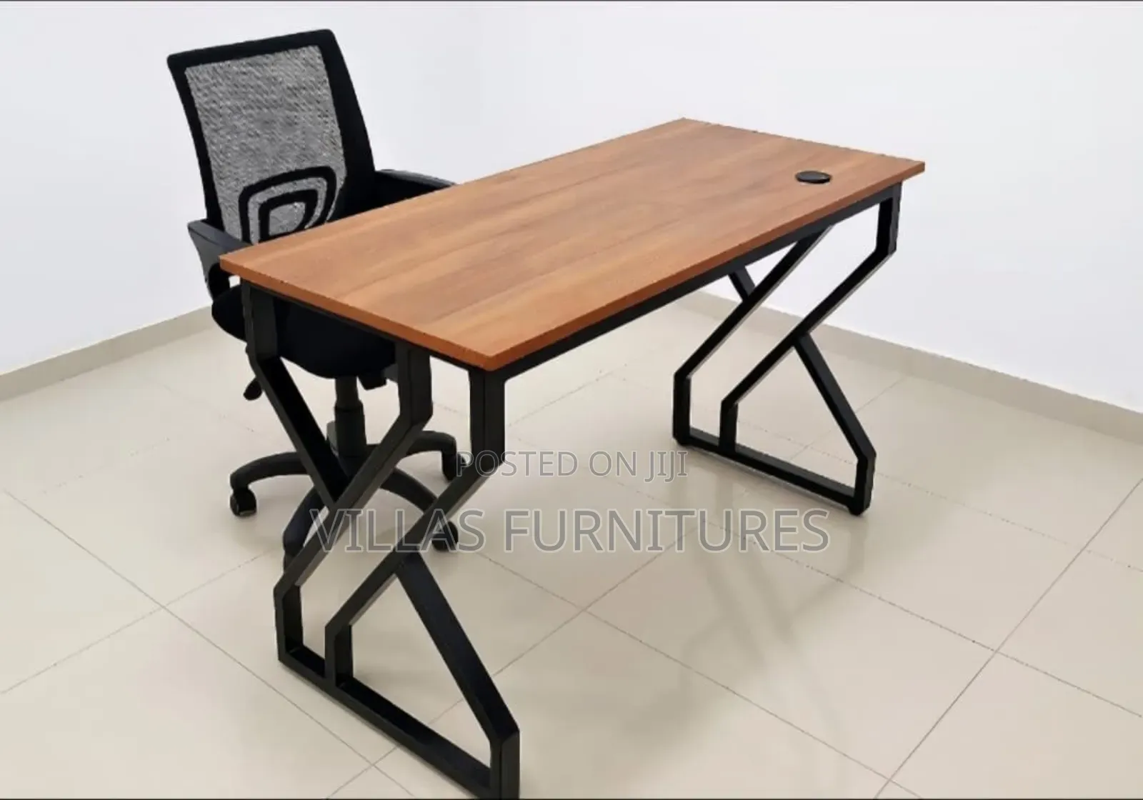 Secretarial Mesh Chair and Metallic Desk