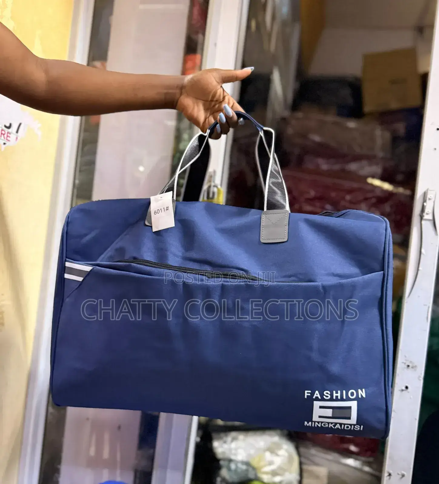 Navy Blue Unisex Fashion Travel Duffle Bag With Shoulder Strap