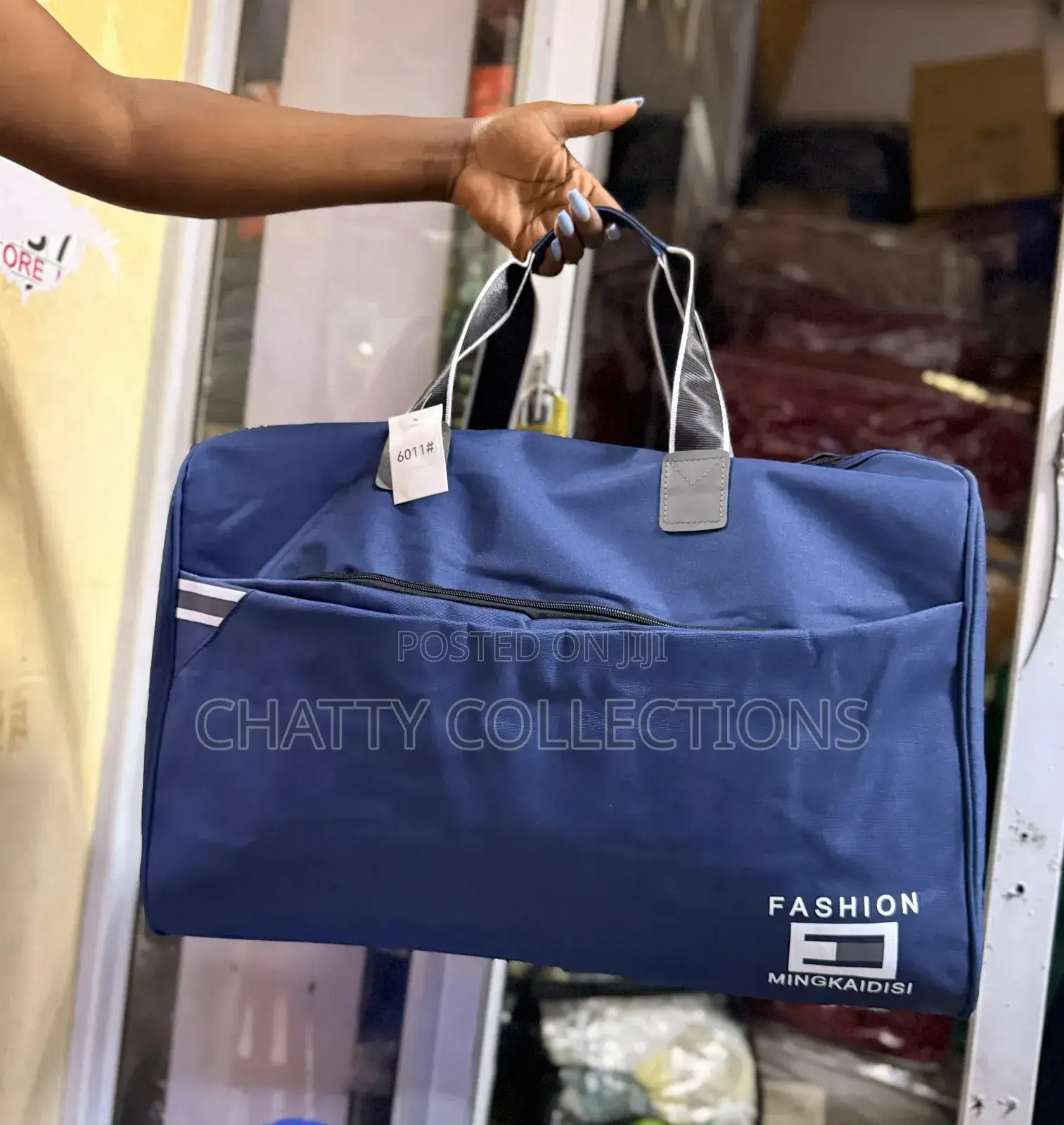 Navy Blue Unisex Fashion Travel Duffle Bag With Shoulder Strap