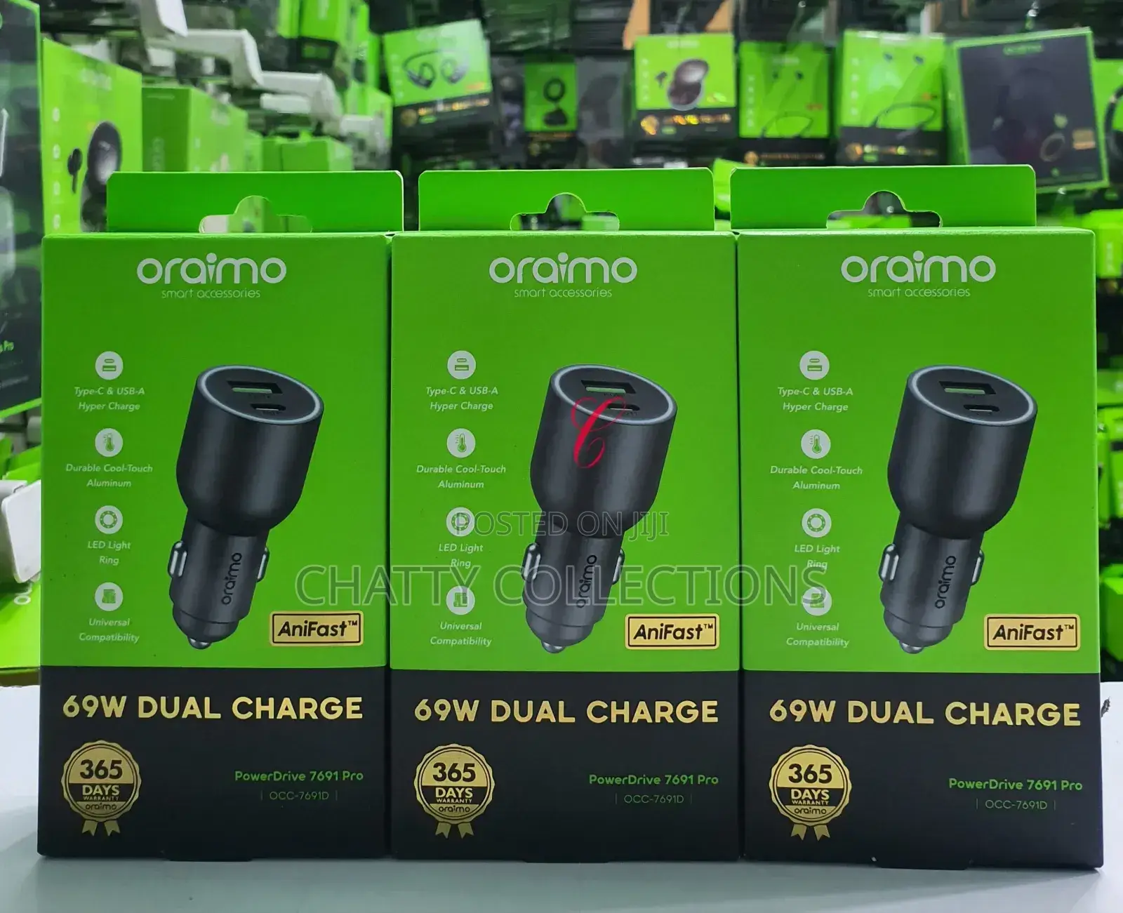 Oraimo Power Drive Pro Occ-769w Dual Car Charger With Led Light Ring