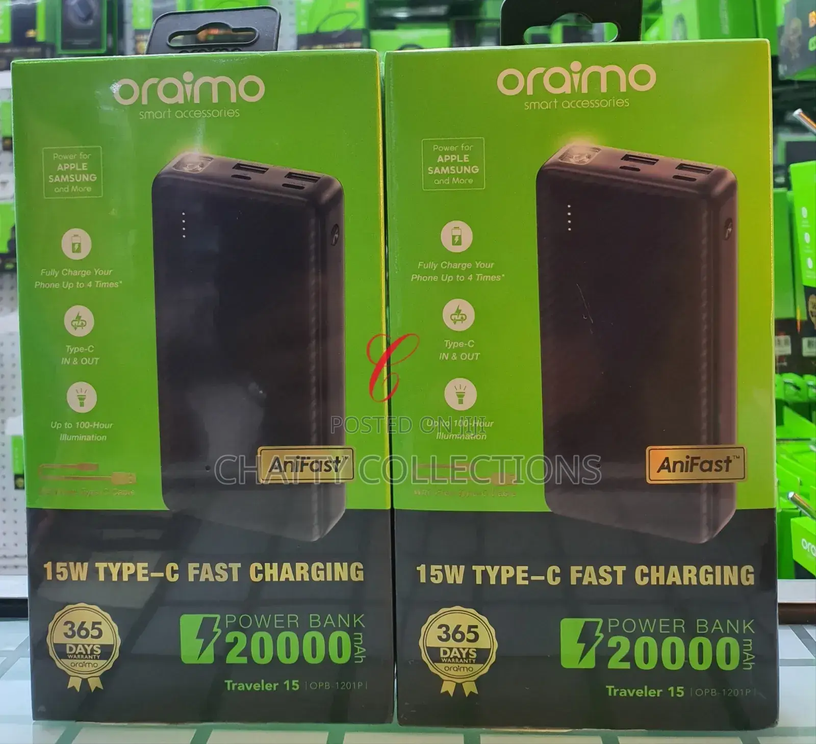 Oraimo 15w 20,000mah Fast Charging Power Bank With Type C Output