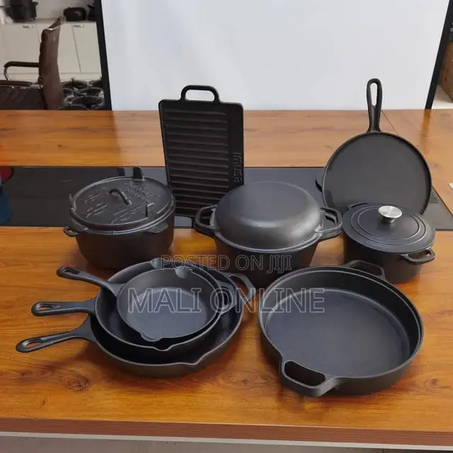 Pre Seasoned Cast Iron Cookware Set 10pcs Non Stick Pots Pans Skillets