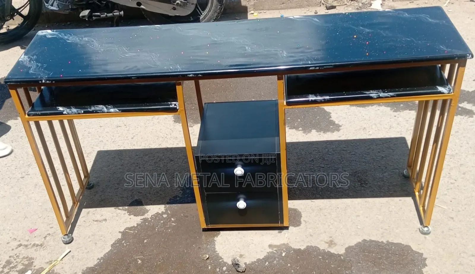 Black Double Manicure Table With Drawers