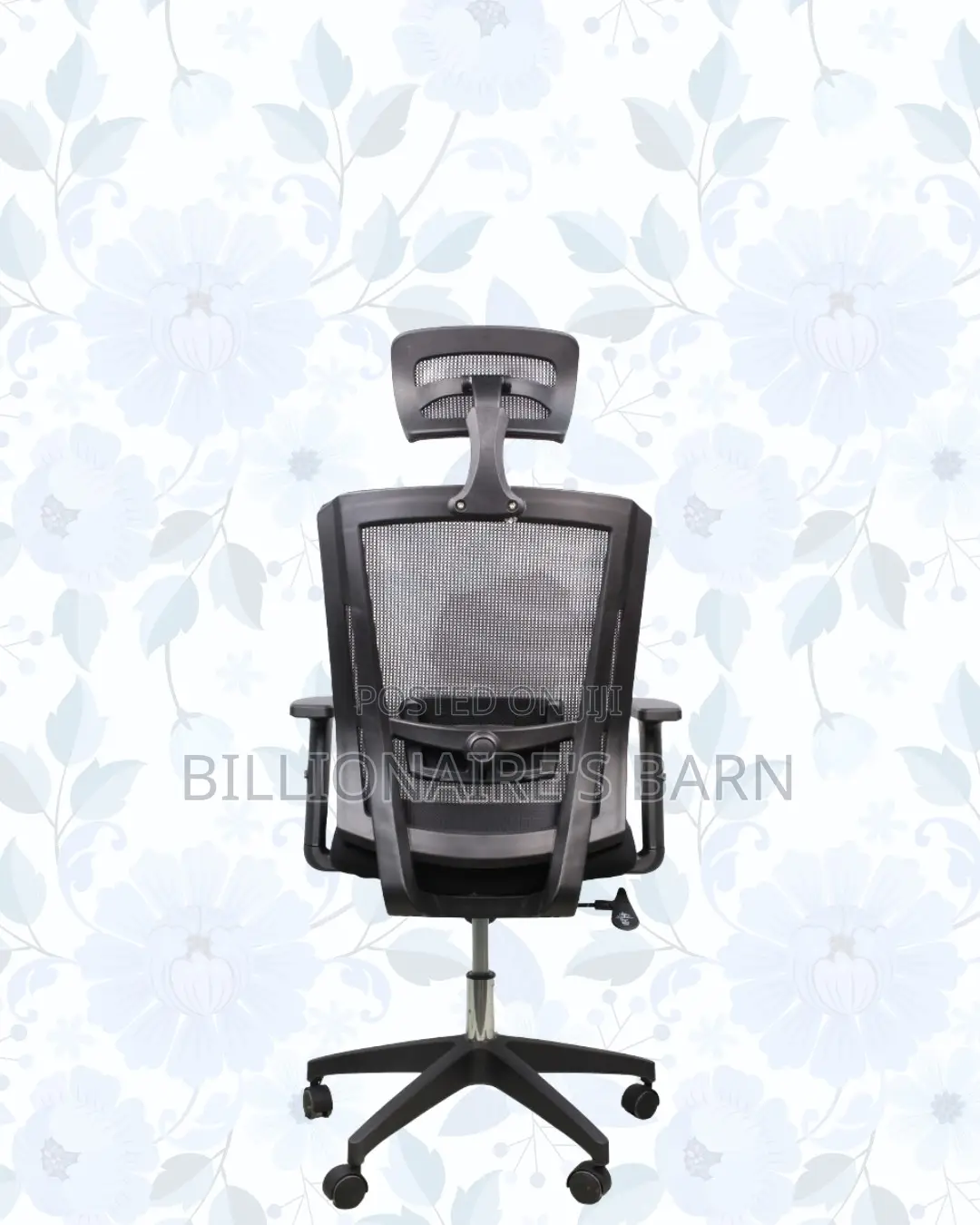 Black Mesh Office Chair Ergonomic Headrest Nylon Base Support Solution