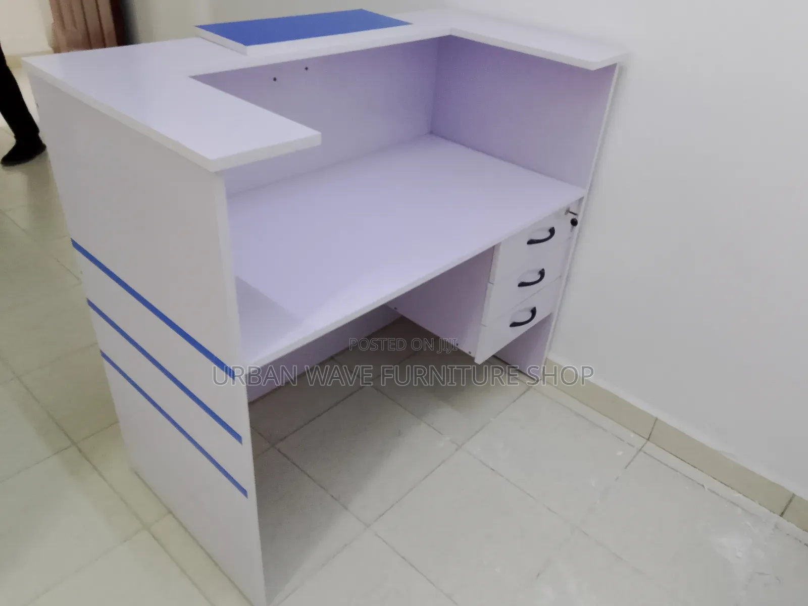 Office Welcoming White Blue Desk