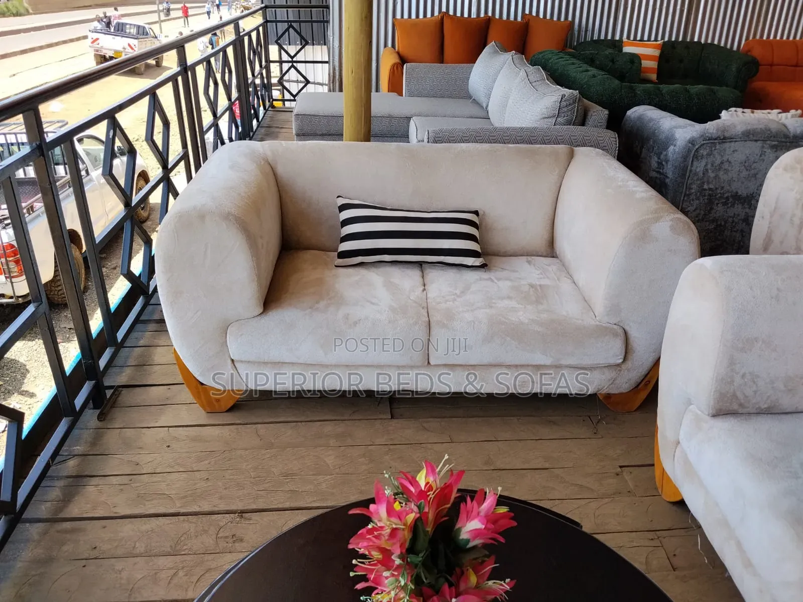 Cream 2 Seater Loveseat.