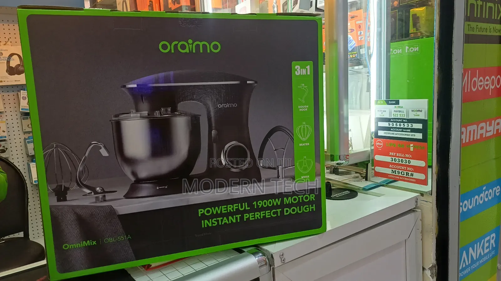 Oraimo Ominimix 6 Speeds Durable All Metal Gears Stand Mixer
