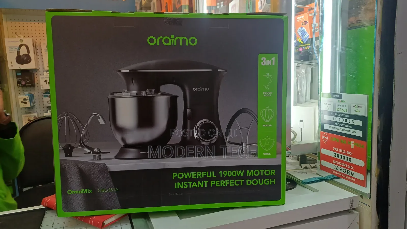 Oraimo Ominimix Premium Stand Mixer With Stainless Steel Bowl