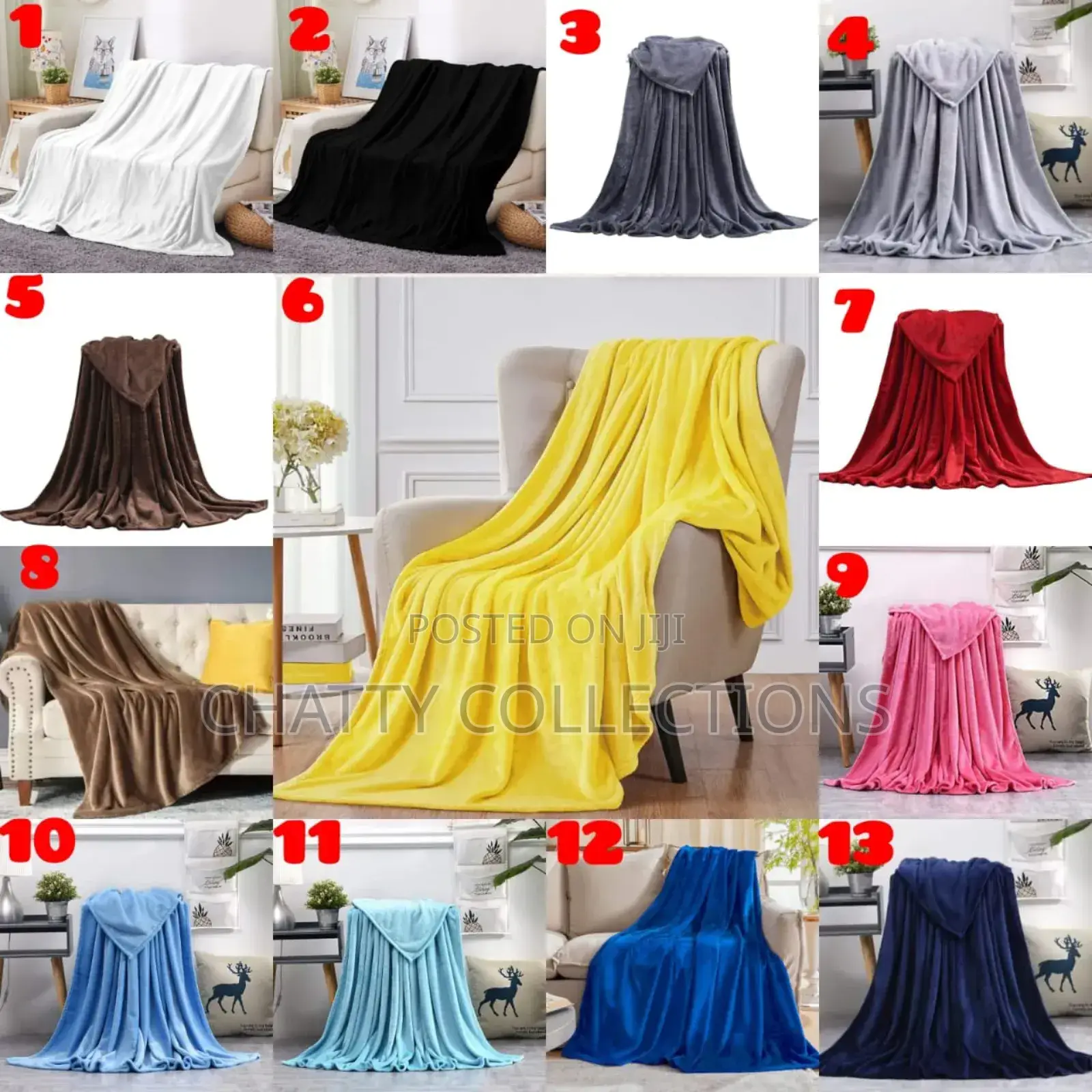 6 by 6 Plain Fleece Blanket Throw Blankets