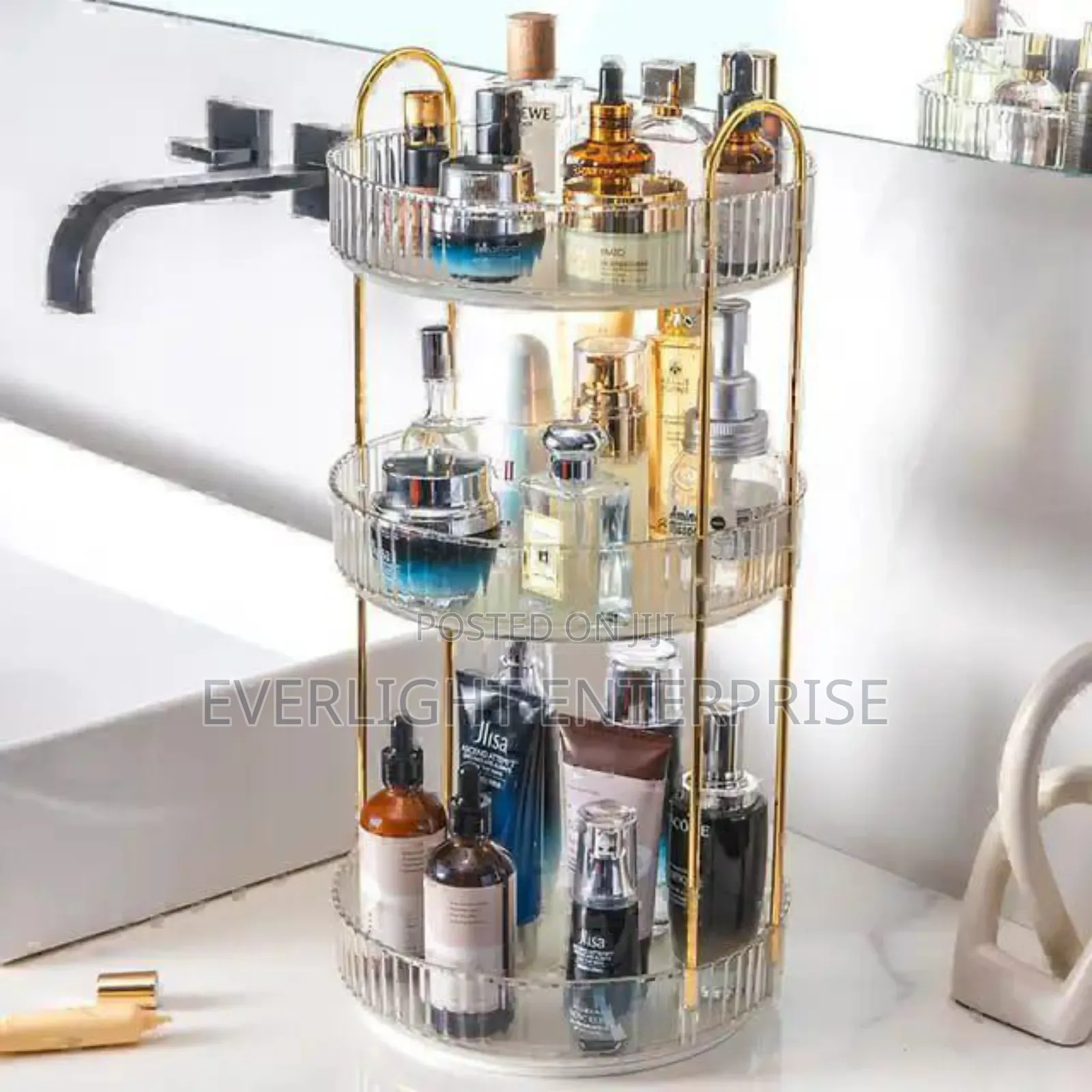 3 Tier Rotating Multifunctional Transparent Makeup Organiser