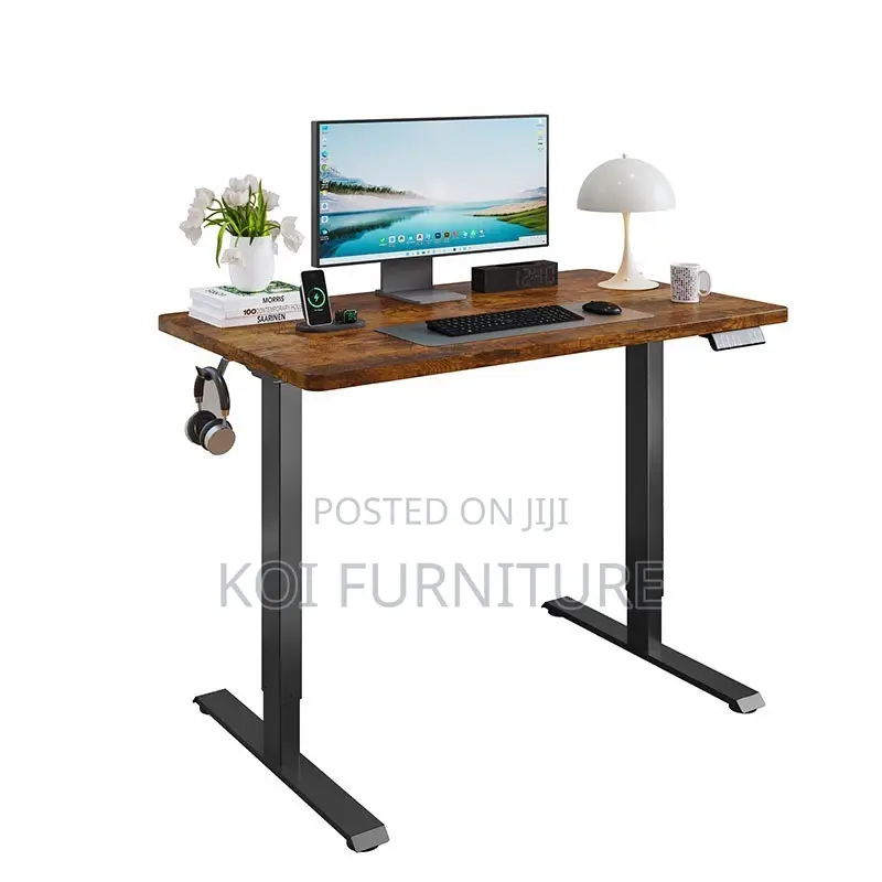 Office Table; Adjustable Home Office Computer Brown Construct Desk