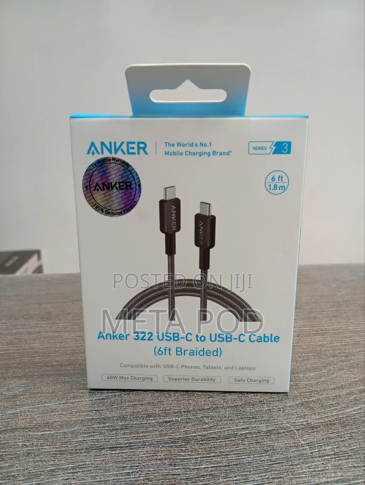 Anker 322 USB C to USB C 60w Cable 6ft Braided