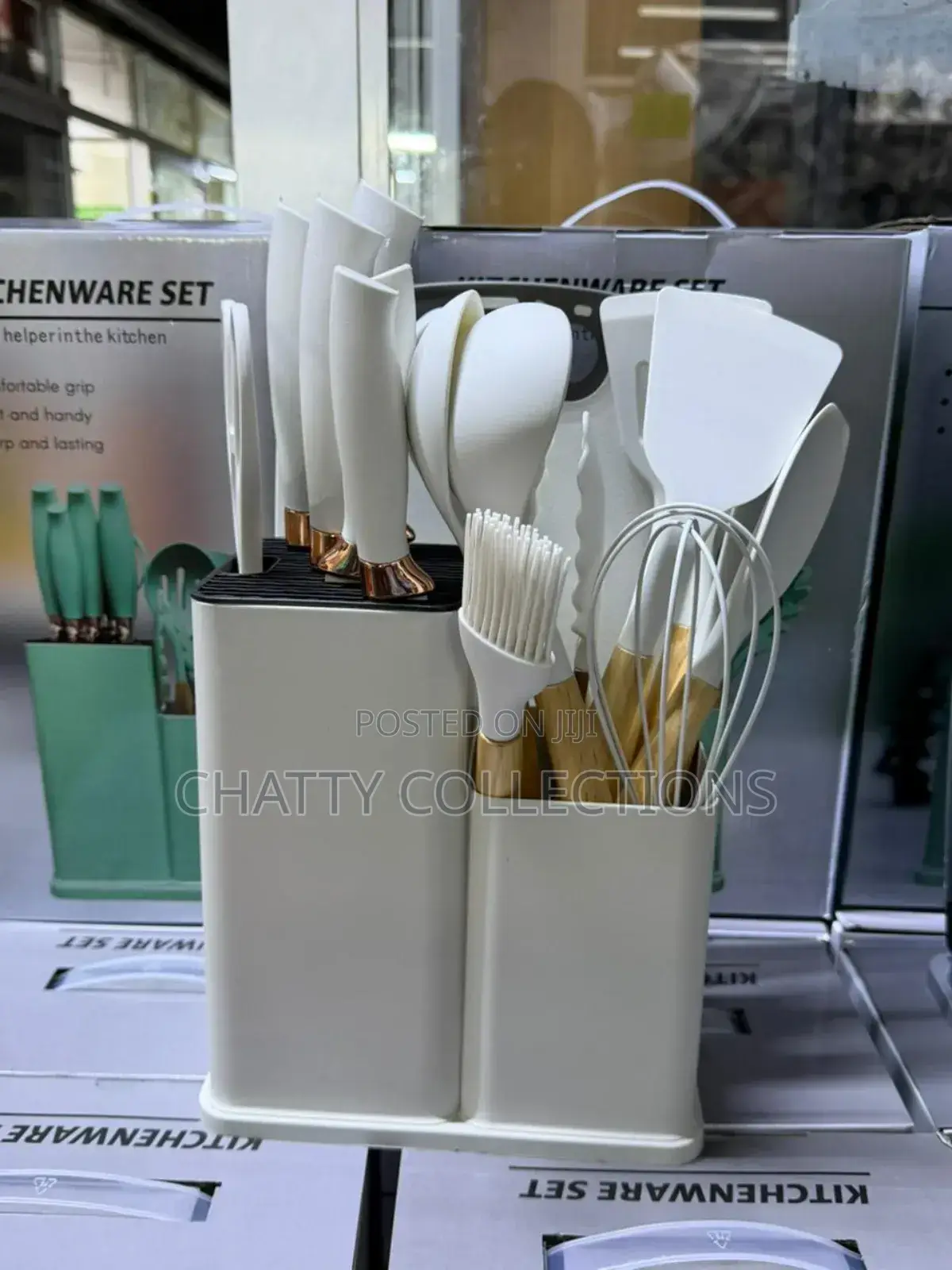 Cream White 19 Piece Silicone Spoons and Knife Set