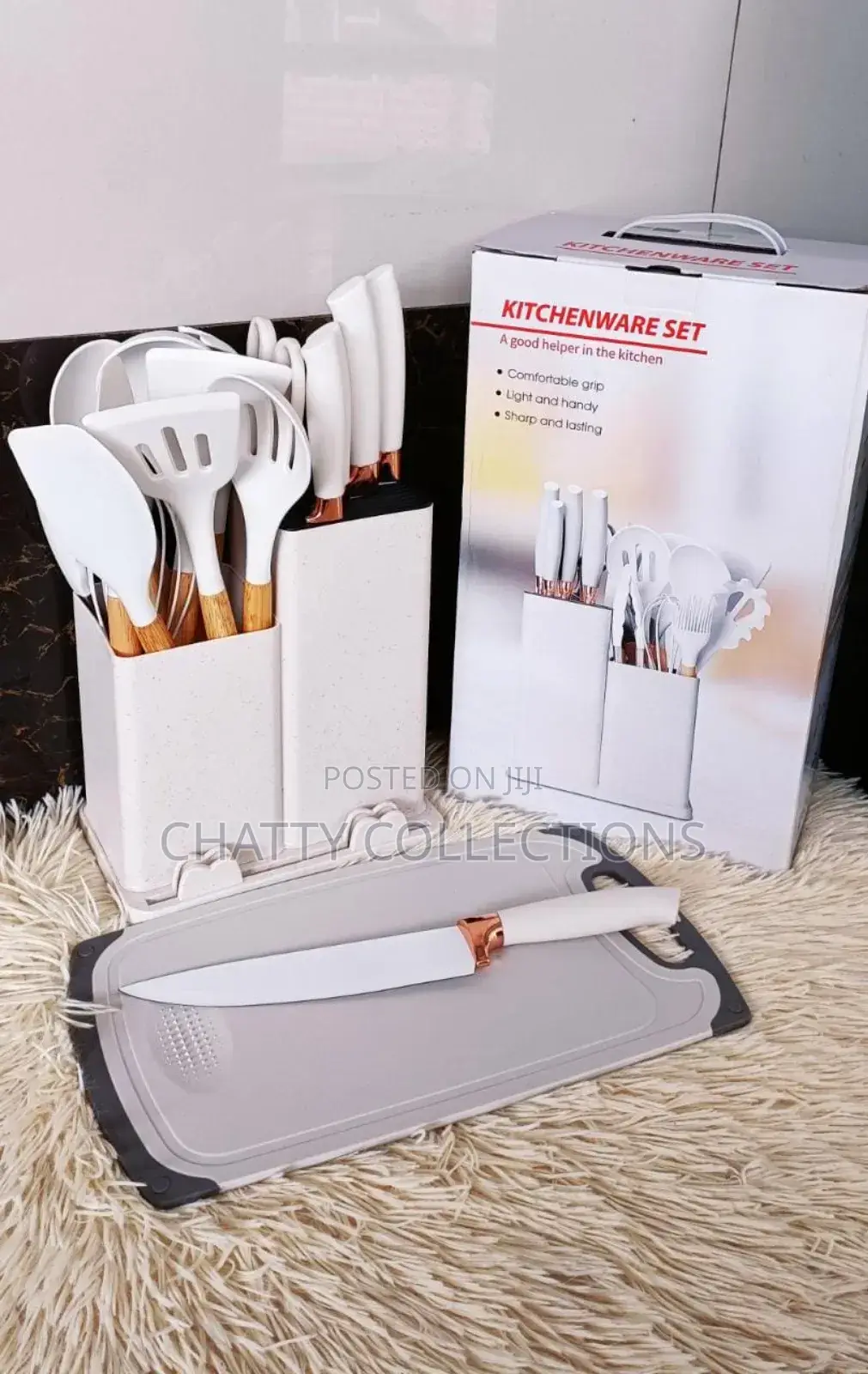 Cream White 19 Piece Silicone Spoons and Knife Set