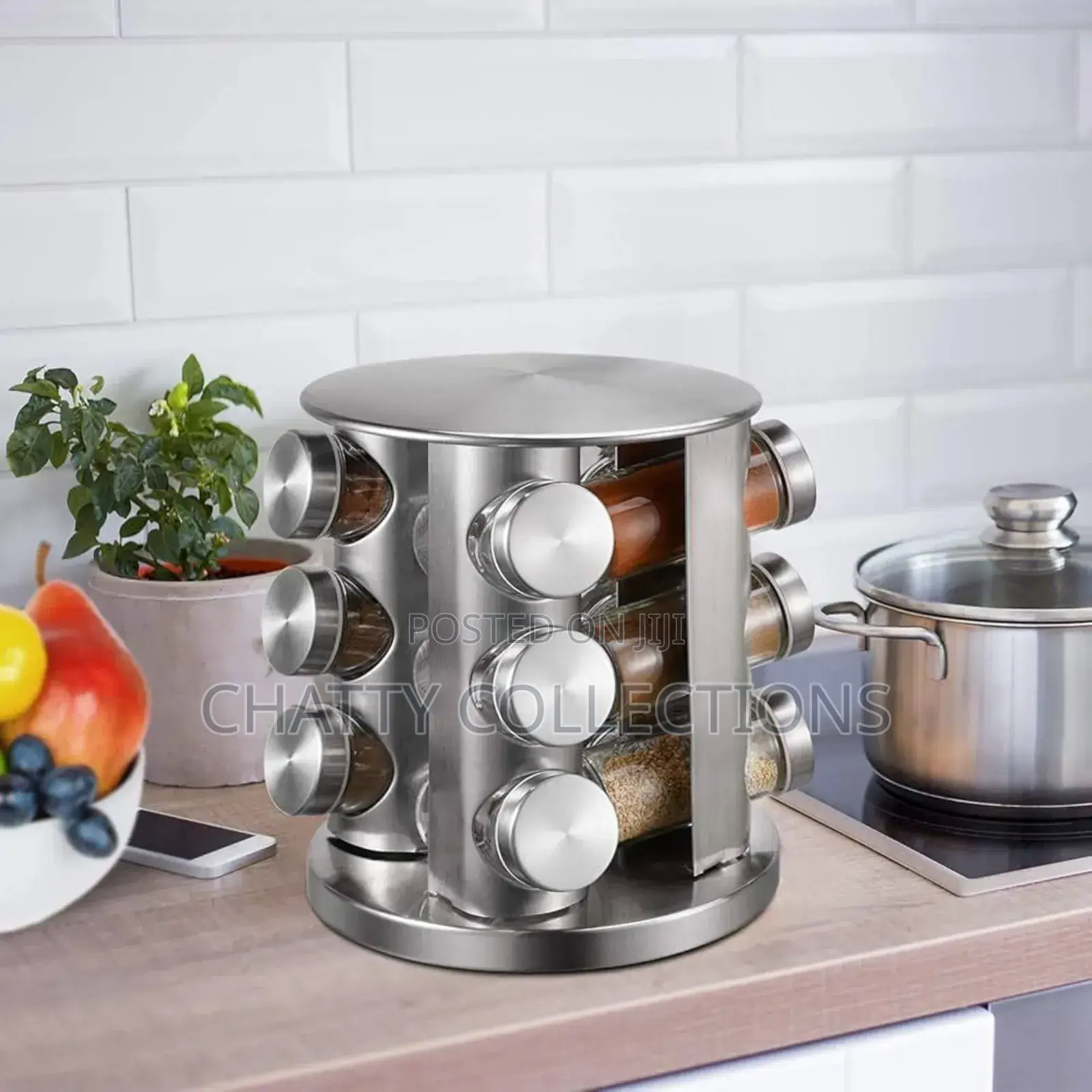 15 Slot Stainless Steel Rotating Spice Racks