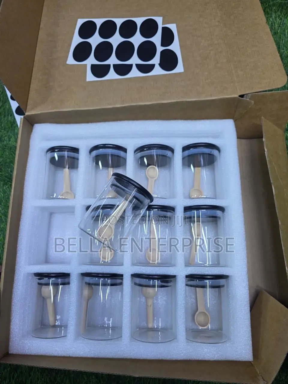 Available 12pcs Borosilicate Air Tight Spice Storage Jars