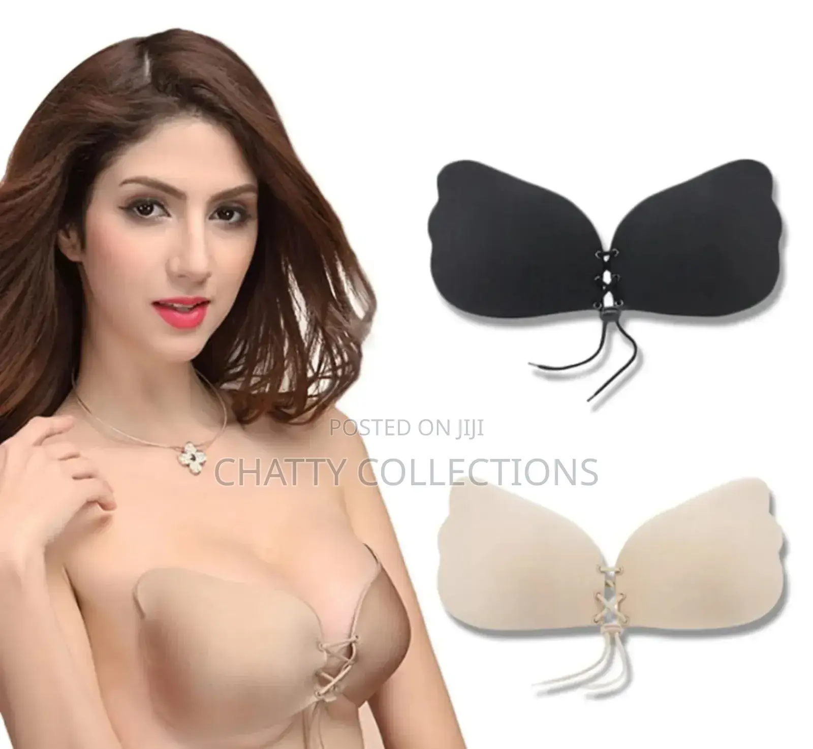 Black,Beige and Brown Butterfly Silicone Strapless Bras