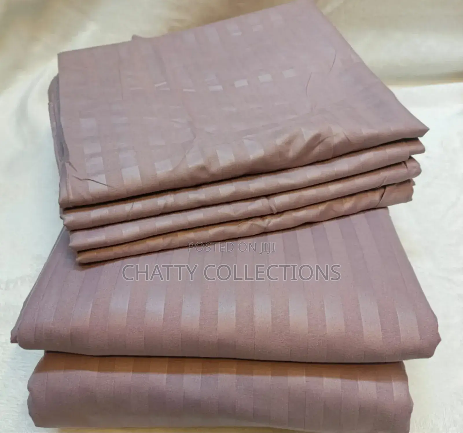 Peach King Size 6 Piece 7 by 8 Stripped Cotton Bedsheets Set