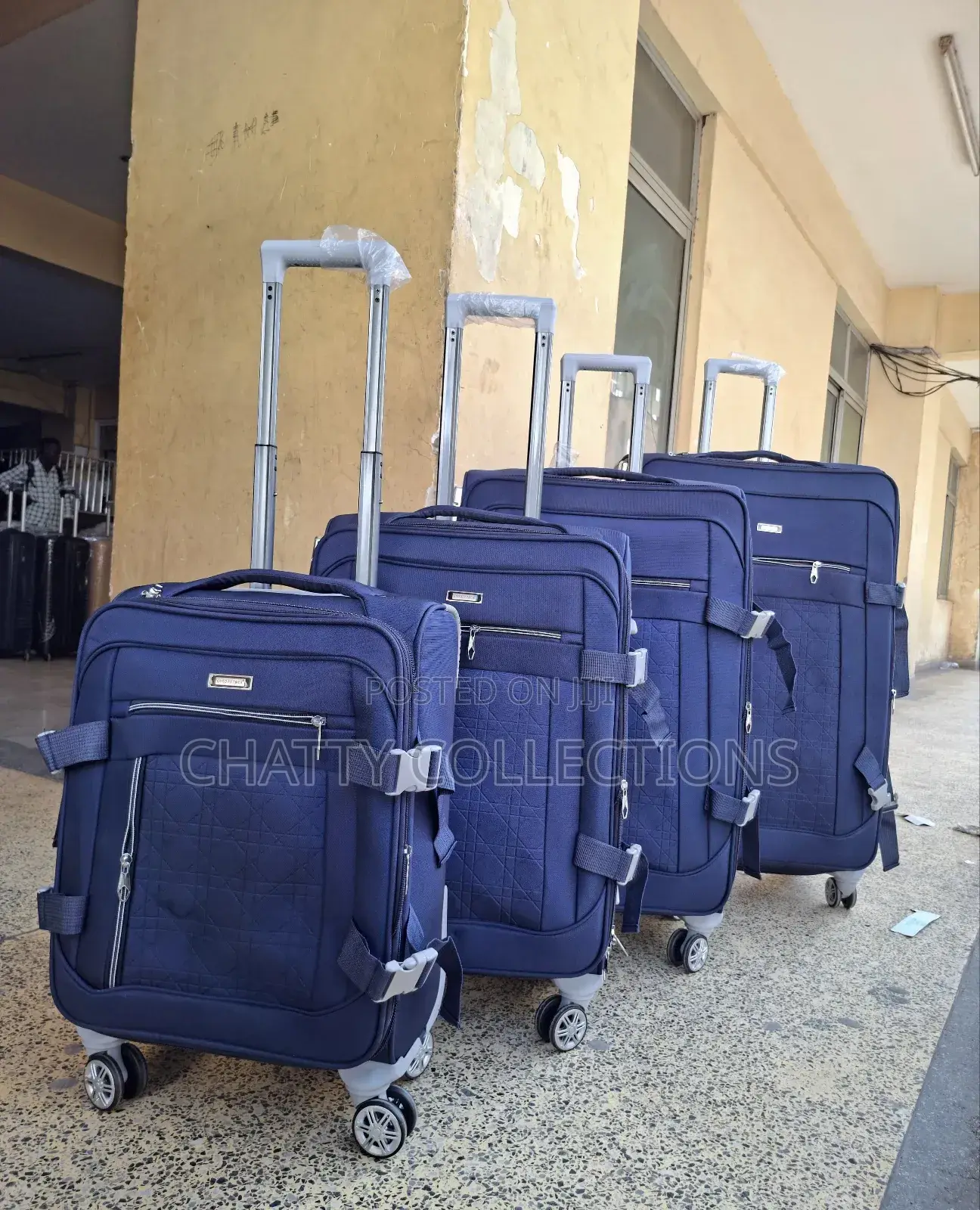 Blue Managerial 4 in 1 Fabric Luxurious Suitcase