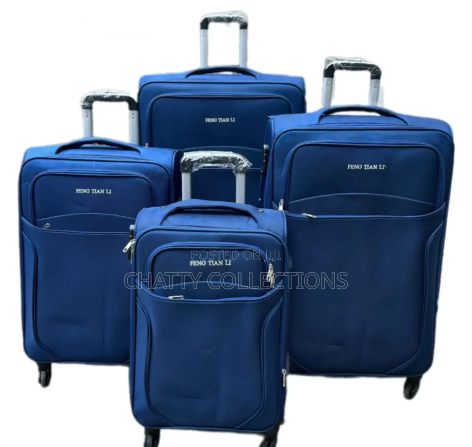Blue Managerial 4 in 1 Fabric Luxurious Suitcase